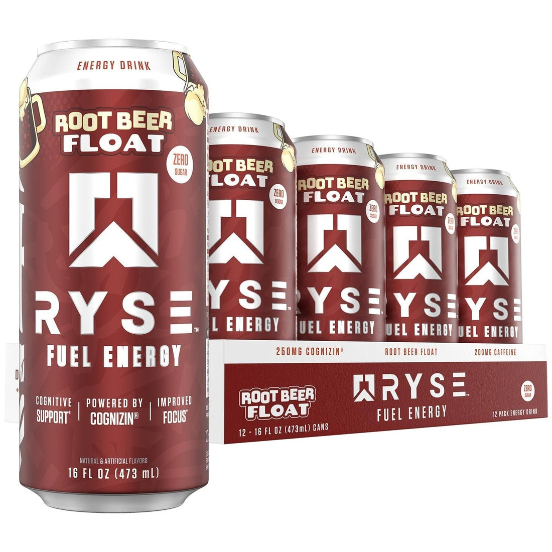 RYSE Fuel Energy Drink - Variety Pack - Sugar Free, Gluten Free & Vegan - 200mg Natural Caffeine, Taurine & Choline for Focus & Energy - No Artificial Colors - 16 fl oz Cans (12-Pack)