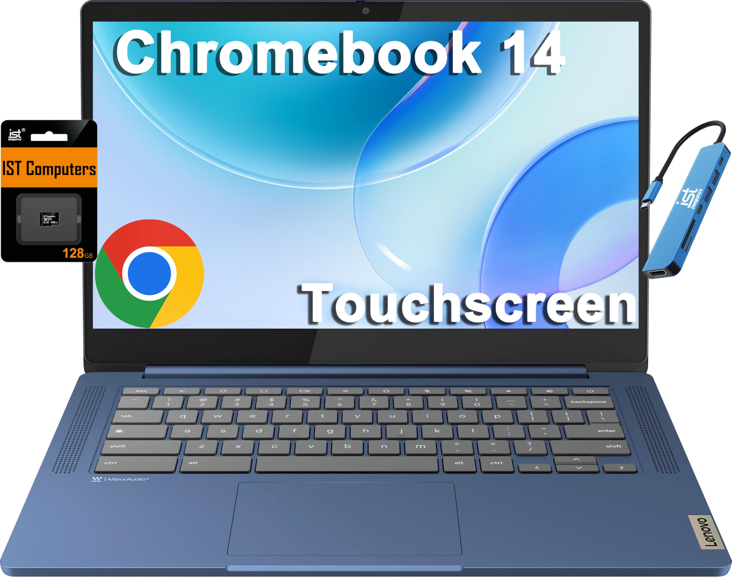 Lenovo IdeaPad 3i Chromebook, 15.6” FHD Display, Intel Celeron N4500, 8GB RAM, 64GB eMMC, 1920x1080 px, 720p Camera, Chrome OS, Abyss Blue