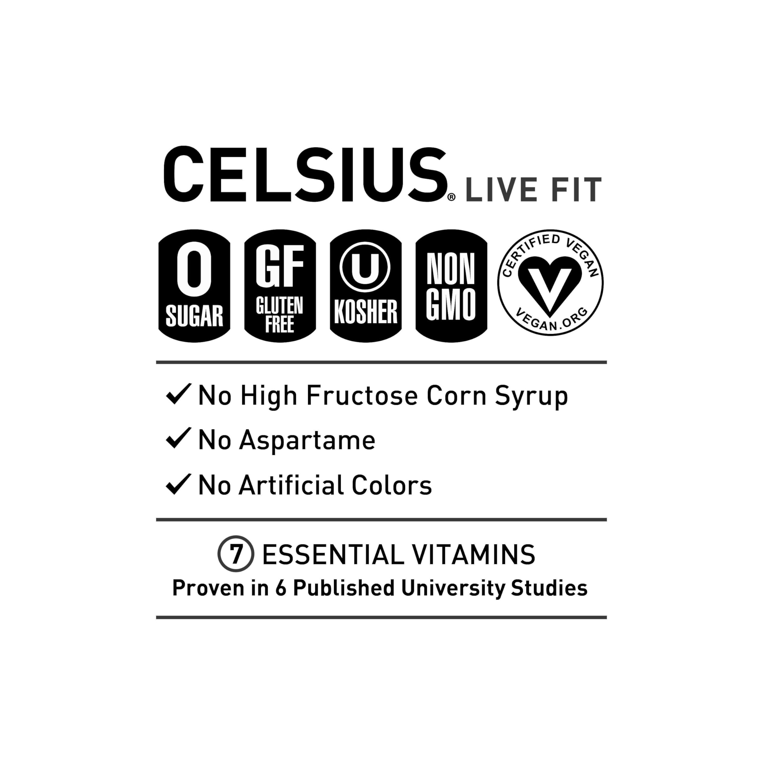 CELSIUS ASTRO VIBE Sparkling Blue Razz, Sugar Free Energy Drink, 12 Fl Oz (Pack of 12)
