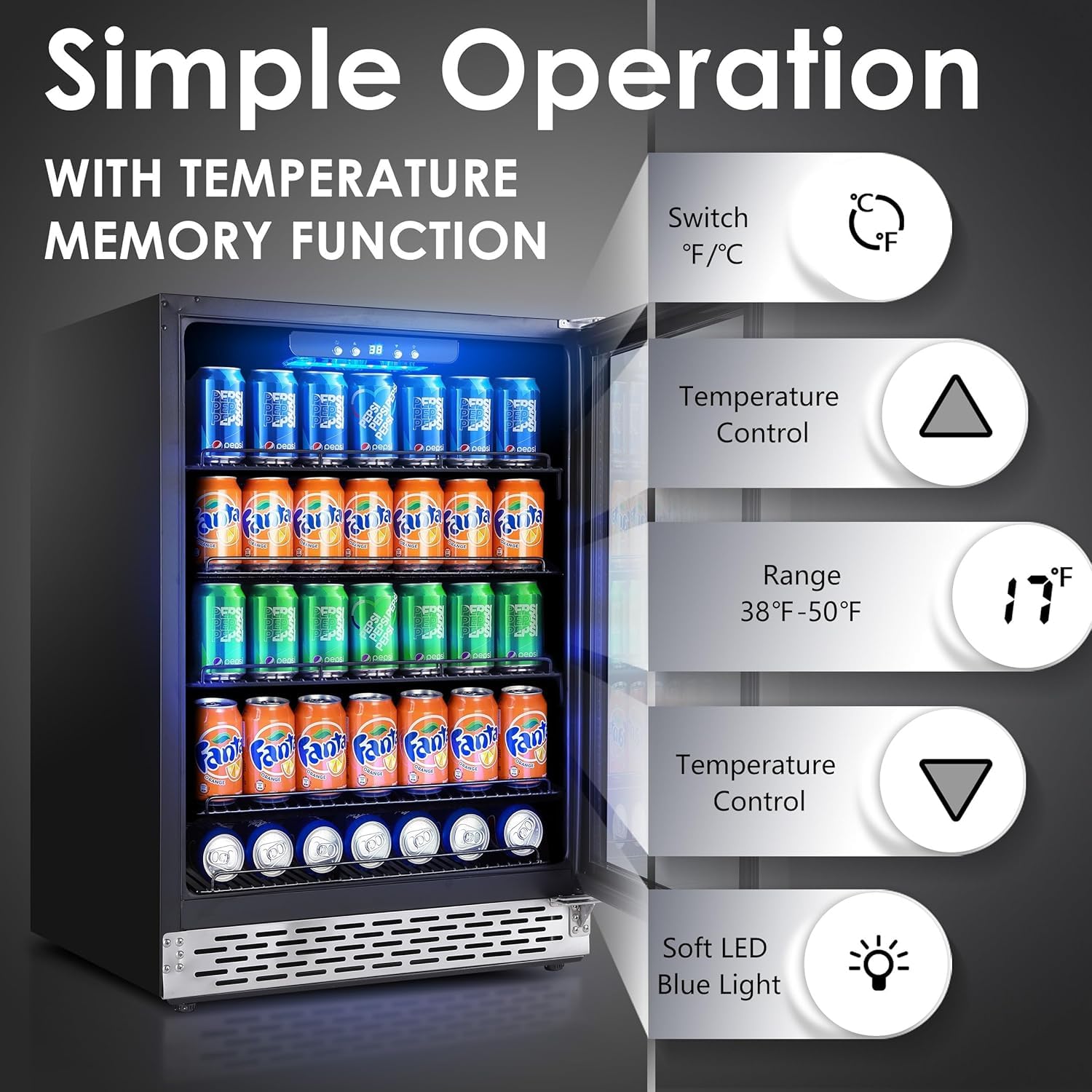 Phiestina Beverage Fridge, 24 Inch Wine and Beverage Refrigerator, Under Counter Wine Cooler- 20 Bottles & 76 Cans, Built-in/Freestanding Dual Zone with Glass Door