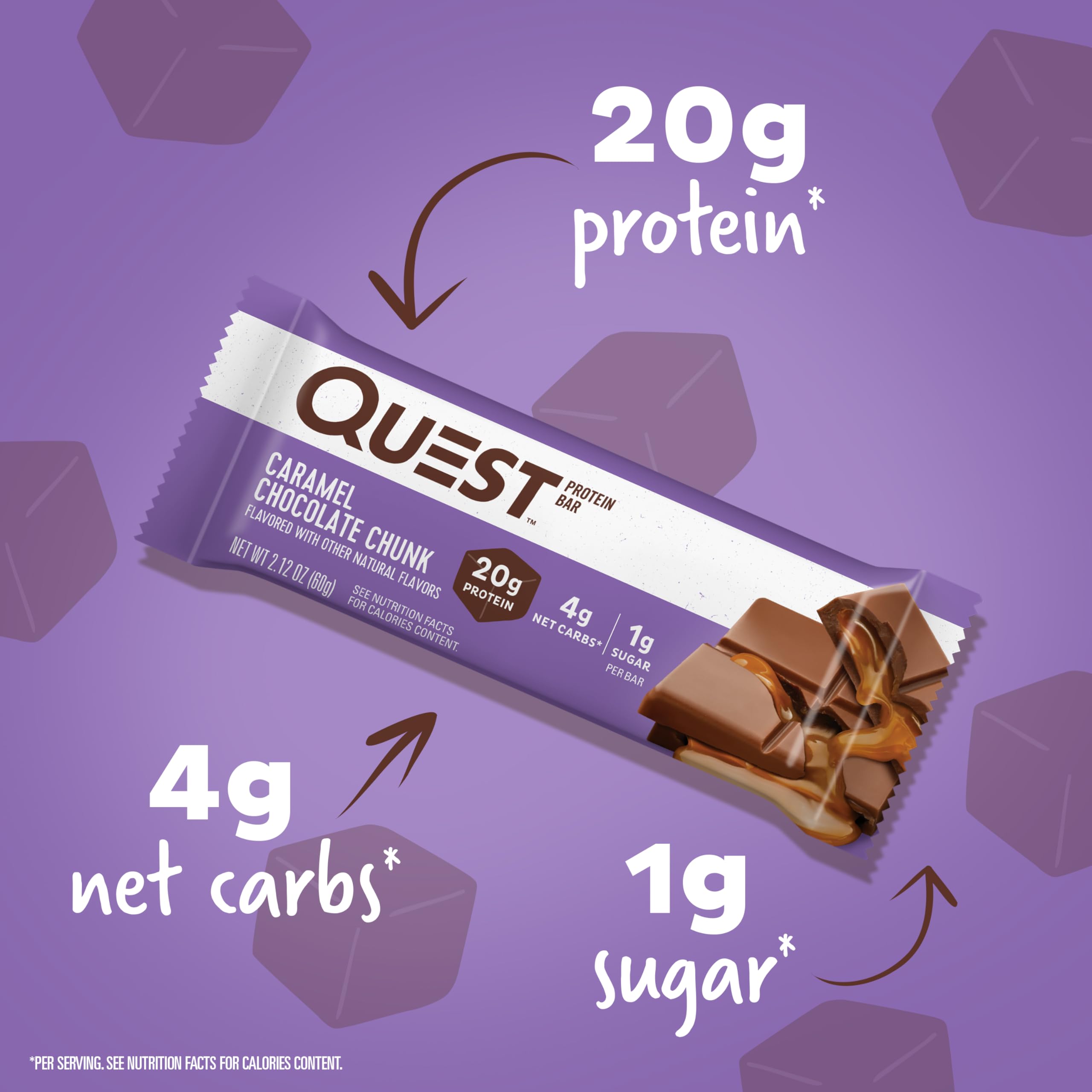Quest Nutrition Chocolate Chip Dough Cookie Protein Bars, 21g Protein, 1g Sugar, 4g Net Carb, High Fiber, Gluten Free, Keto Friendy, 12 Count