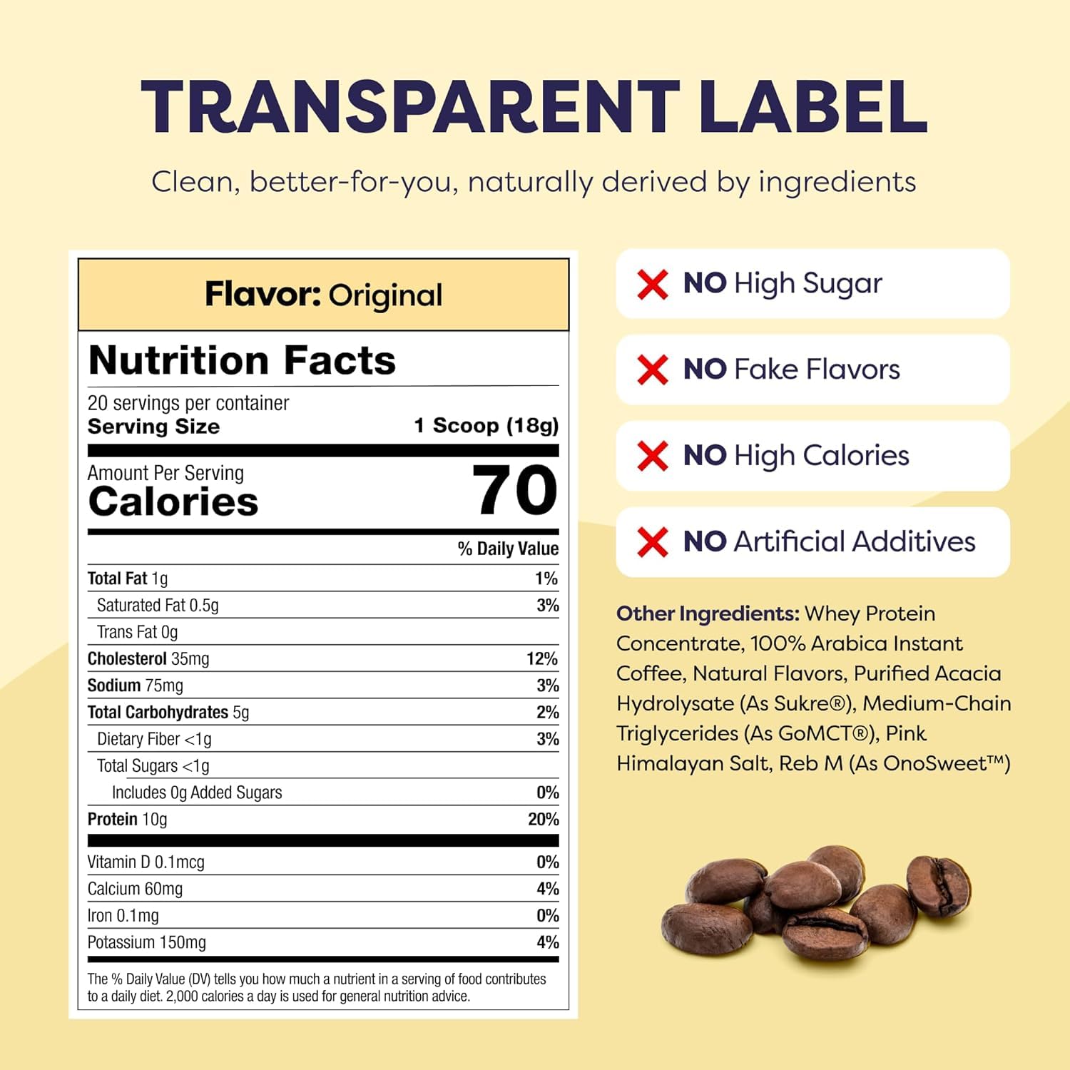 Caramel Protein Iced Coffee - Premium Whey Protein & Instant Iced Coffees - 100% Natural Cold Brew - Zero Artificial Flavors & Sweeteners, 80 mg Caffeine Per Serving, No Added Sugar, 20 Servings