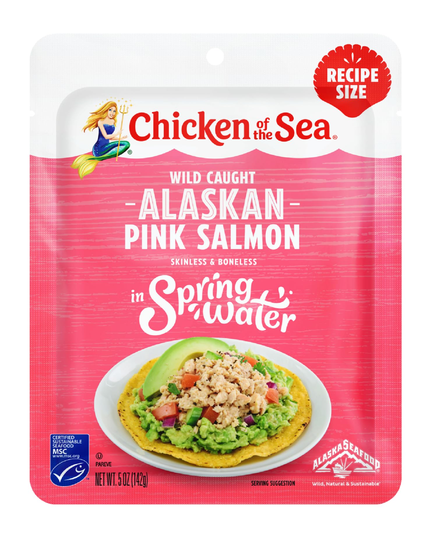 Chicken of the Sea Alaskan Pink Salmon in Spring Water, 2.5 Ounce Packets (Box of 12), Wild Caught, Skinless & Boneless