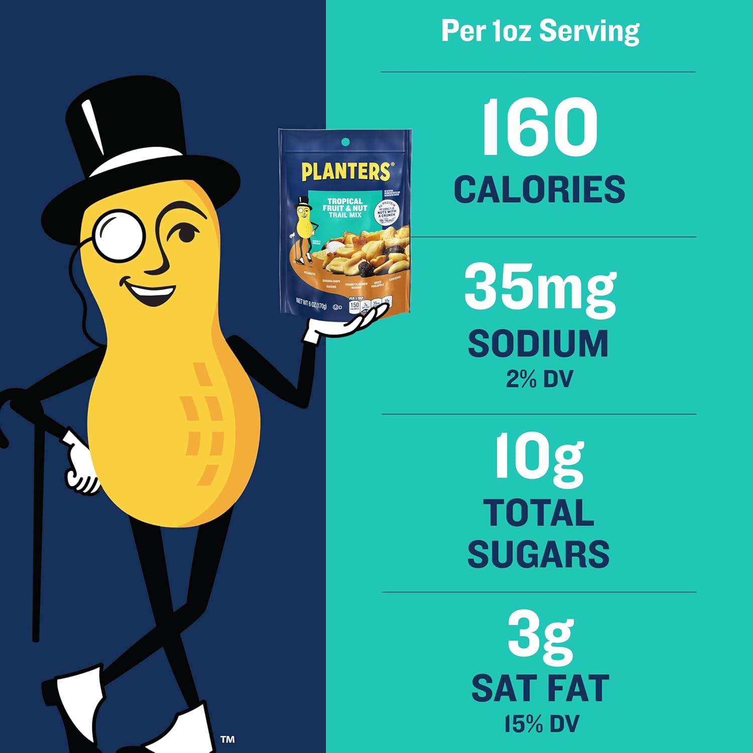 PLANTERS Tropical Fruit & Nut Trail Mix - Mixed Nuts Trail Mix Snack Packs, 6 oz Bags (Pack of 12)