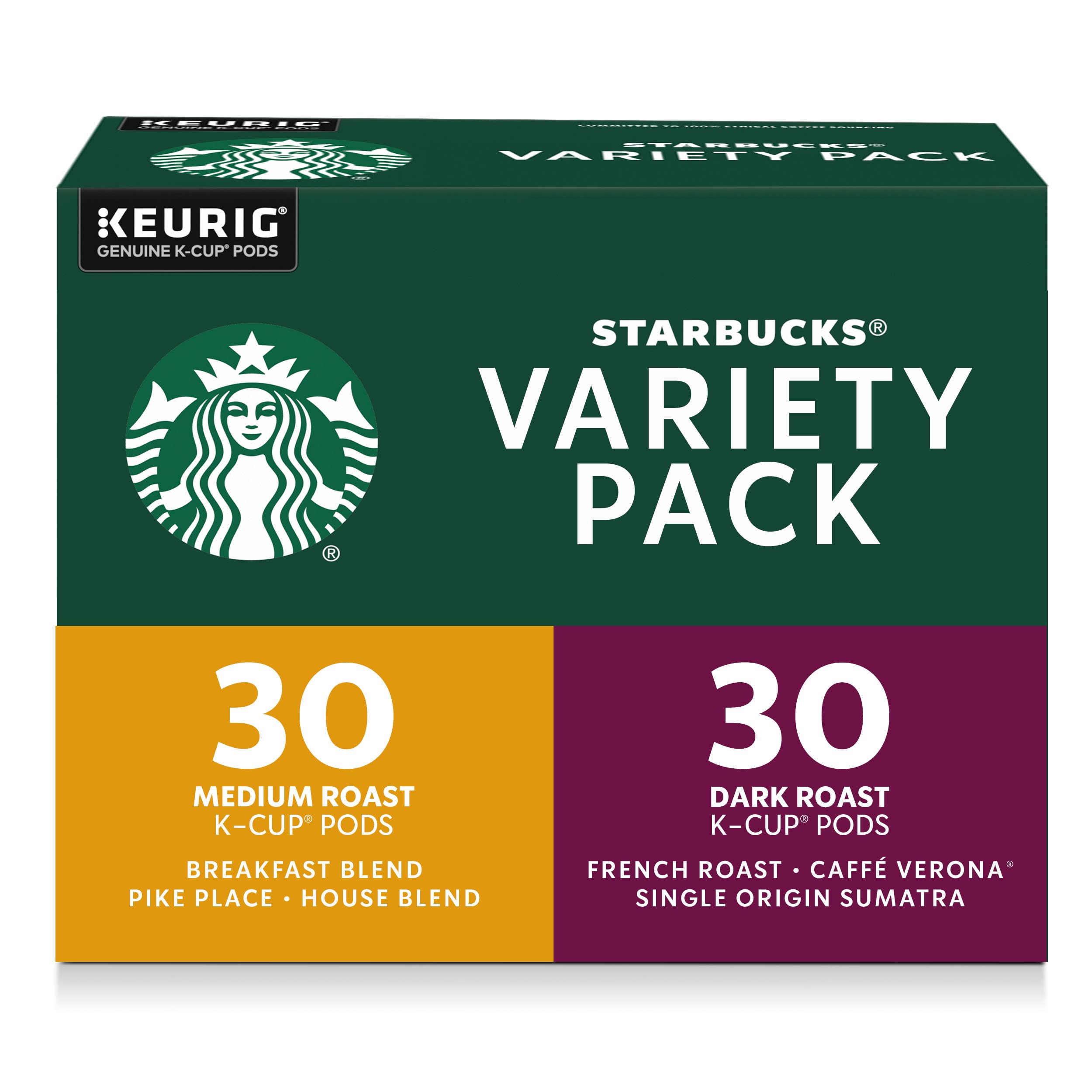 Starbucks K-Cup Coffee Pods, Medium Roast Hot or Iced Coffee, Pike Place Roast, 96 Keurig Pods