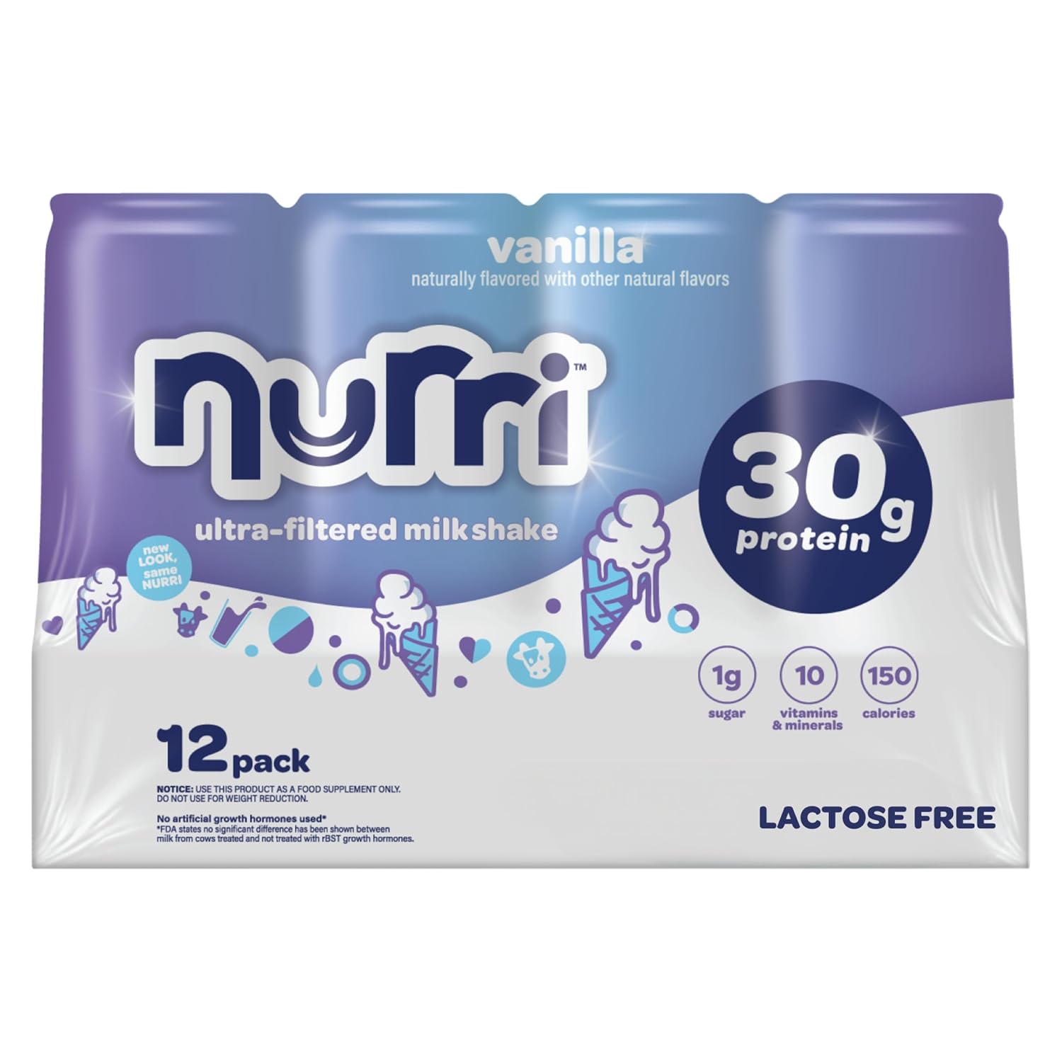 Nurri - 30g Protein Ultra Filtered Milk Shake – Chocolate - Lactose Free, Low Sugar, 150 Calories, 10 Vitamins and Minerals - 11 fl oz, 10 Cans