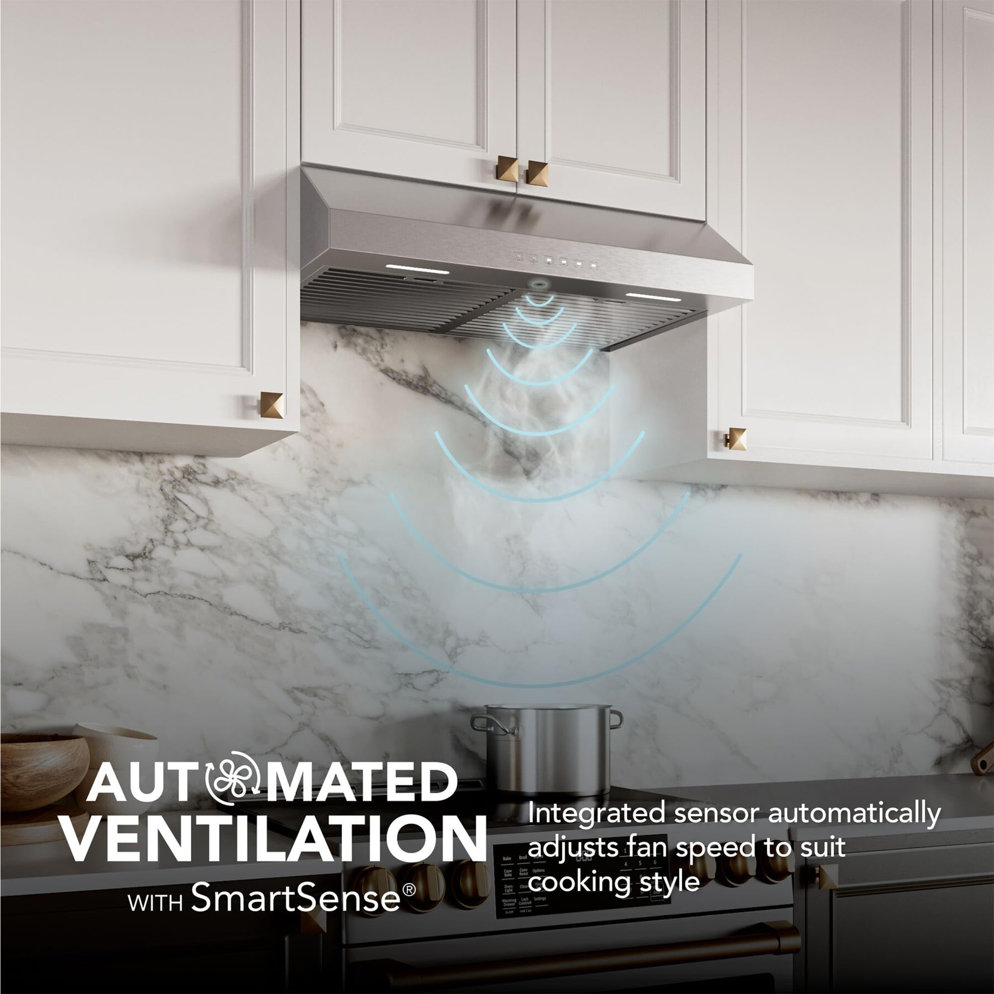 Broan-NuTone BCSQ130SS Three-Speed Glacier Under-Cabinet Range Hood with LED Lights ADA Capable, 1.5 Sones, 375 Max Blower CFM, 30-Inch, Stainless Steel