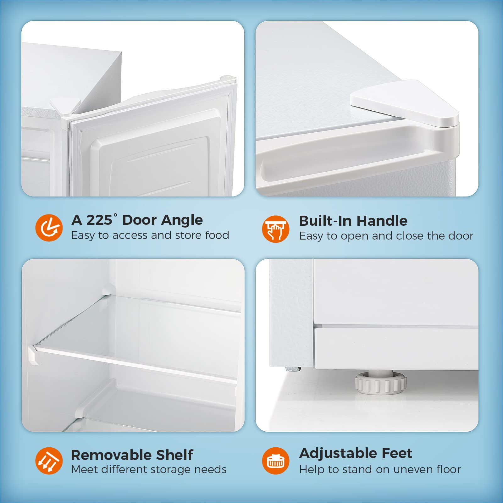 Kismile Small Freezer Upright, 3.0 Cu.ft Mini Freezer with Adjustable Thermostat, Removable Shelves, Reversible Single Door, Stand Up Freezer for Bedroom/Home/Dorms/Apartment (Stainless Steel)