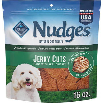 Blue Buffalo Nudges Jerky Bites Dog Treats, Made in the USA with Natural Ingredients, Bite-Sized Pieces, Chicken, 16-oz Bag