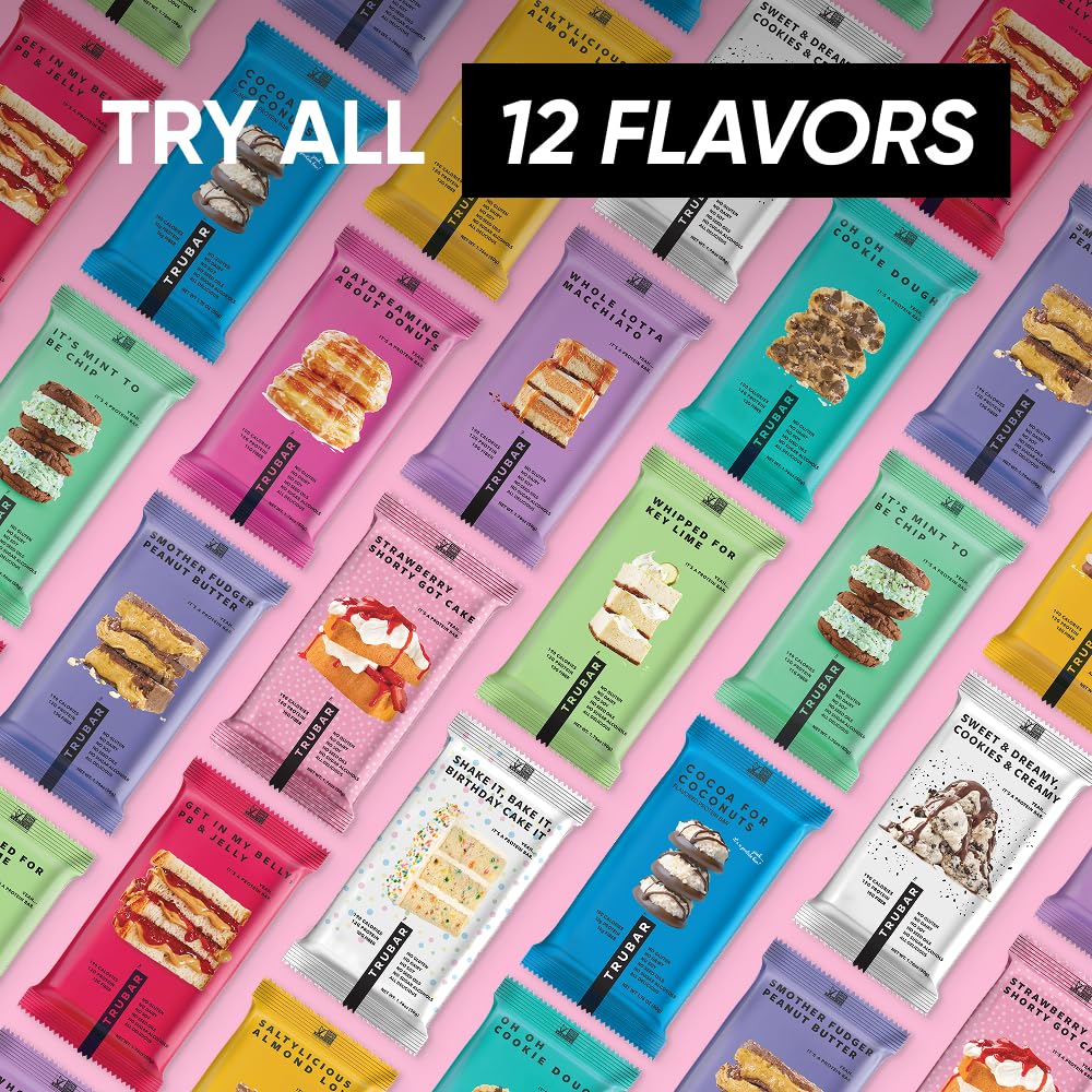 TRUBAR Vegan Protein Bars - Soy Free, Dairy Free, Gluten Free Protein Bars - No Sugar Alcohols - Non-GMO - 12g of Protein - It's Mint To Be Chip - 12 Count