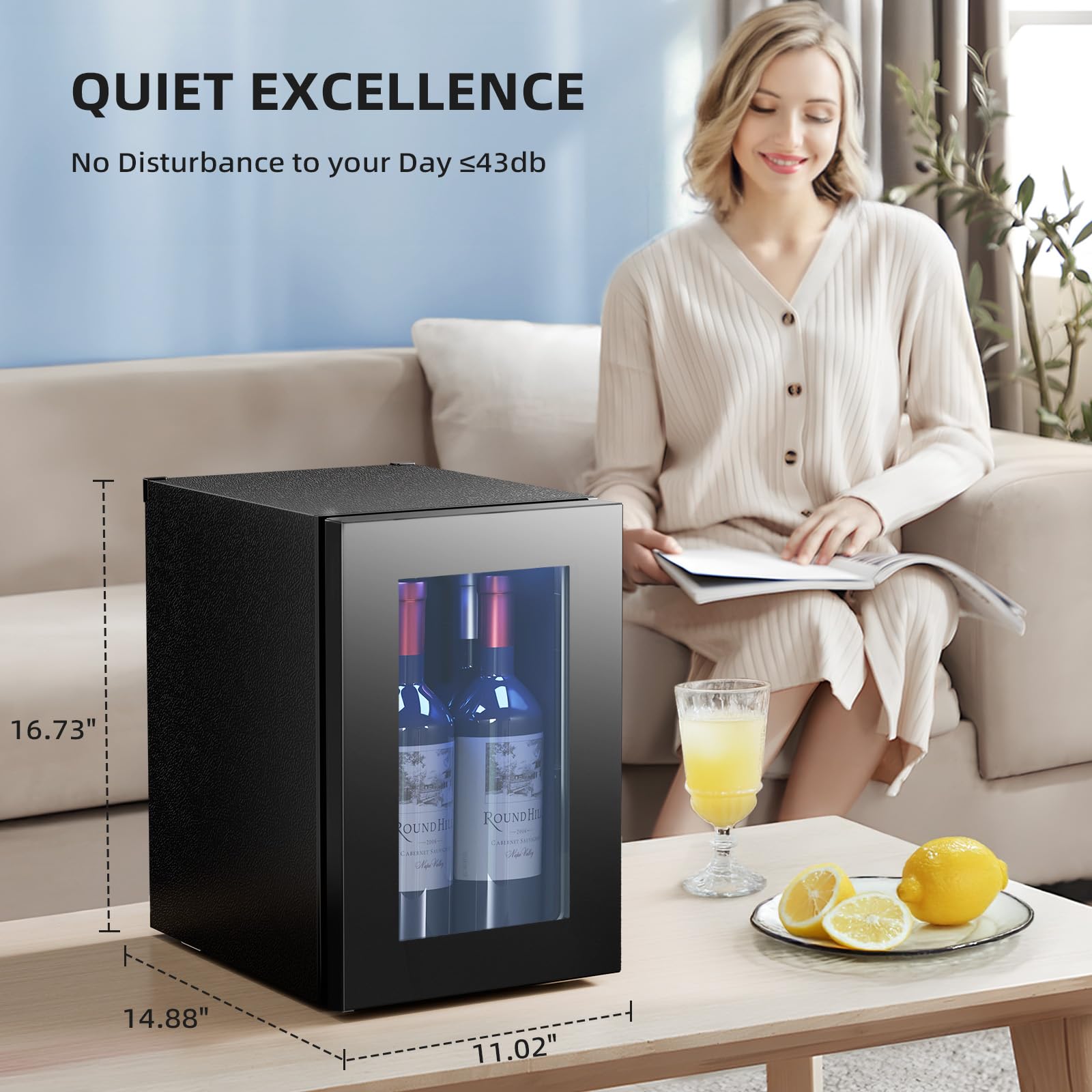 Antarctic Star Wine Cooler, Beverage Refrigerator, 16 Bottle Freestanding Quiet Wine Cellar Front Glass Door for Home and Bar, Digital Temp Control, 1.71 Cu.Ft.