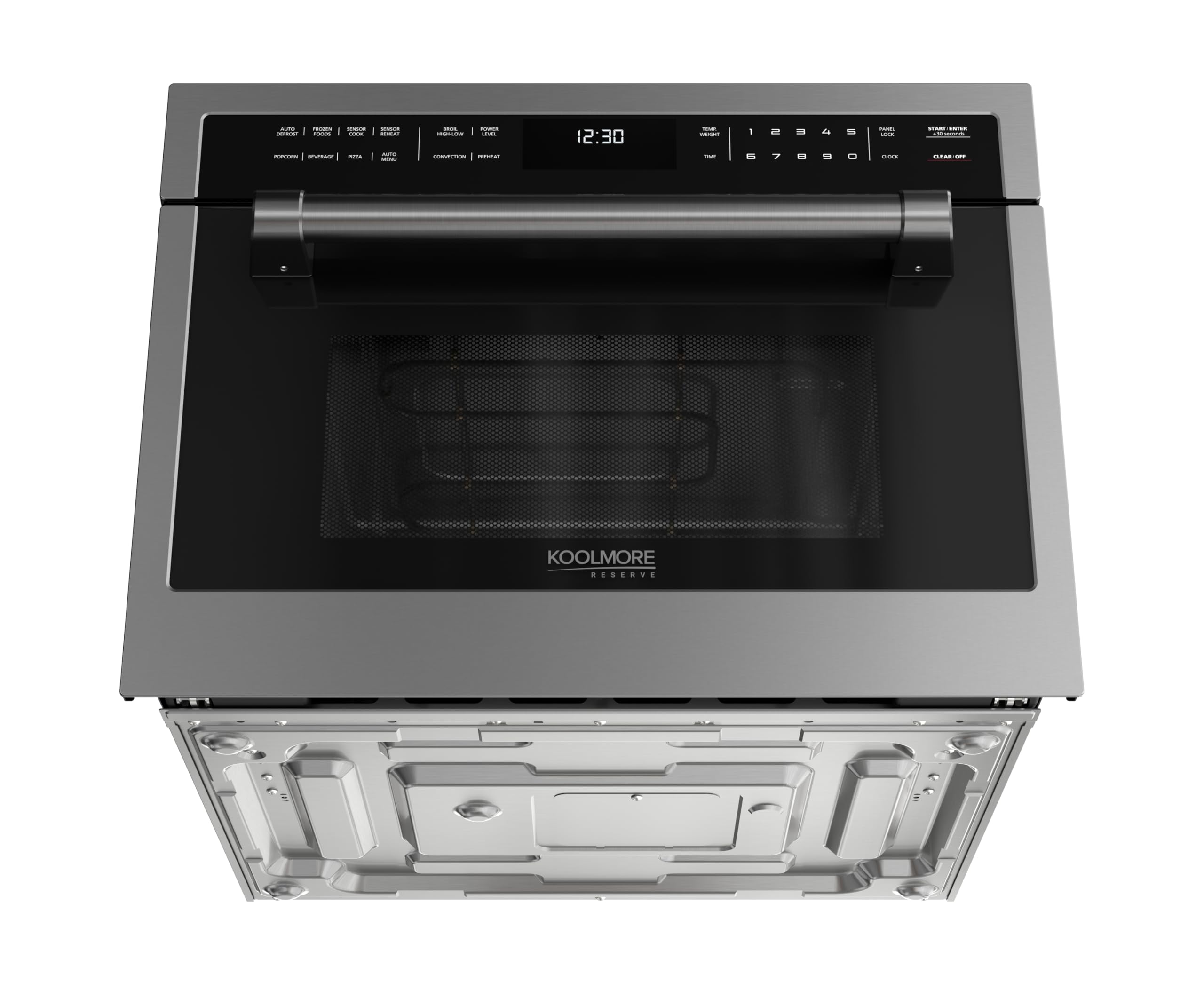 KoolMore Reserve Built-in Microwave Convection Oven with Air Fry, 3-in-1 Combo, Sensor Cook, Soft-Close Door, Stainless Steel, 24 in. / 1.6 cu. ft. with NEMA 5-20P Plug in Black