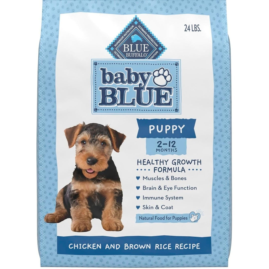 Blue Buffalo Baby Blue Natural Dry Food for Puppies, Healthy Growth Formula with DHA, Savory Chicken Recipe, 24-lb Bag