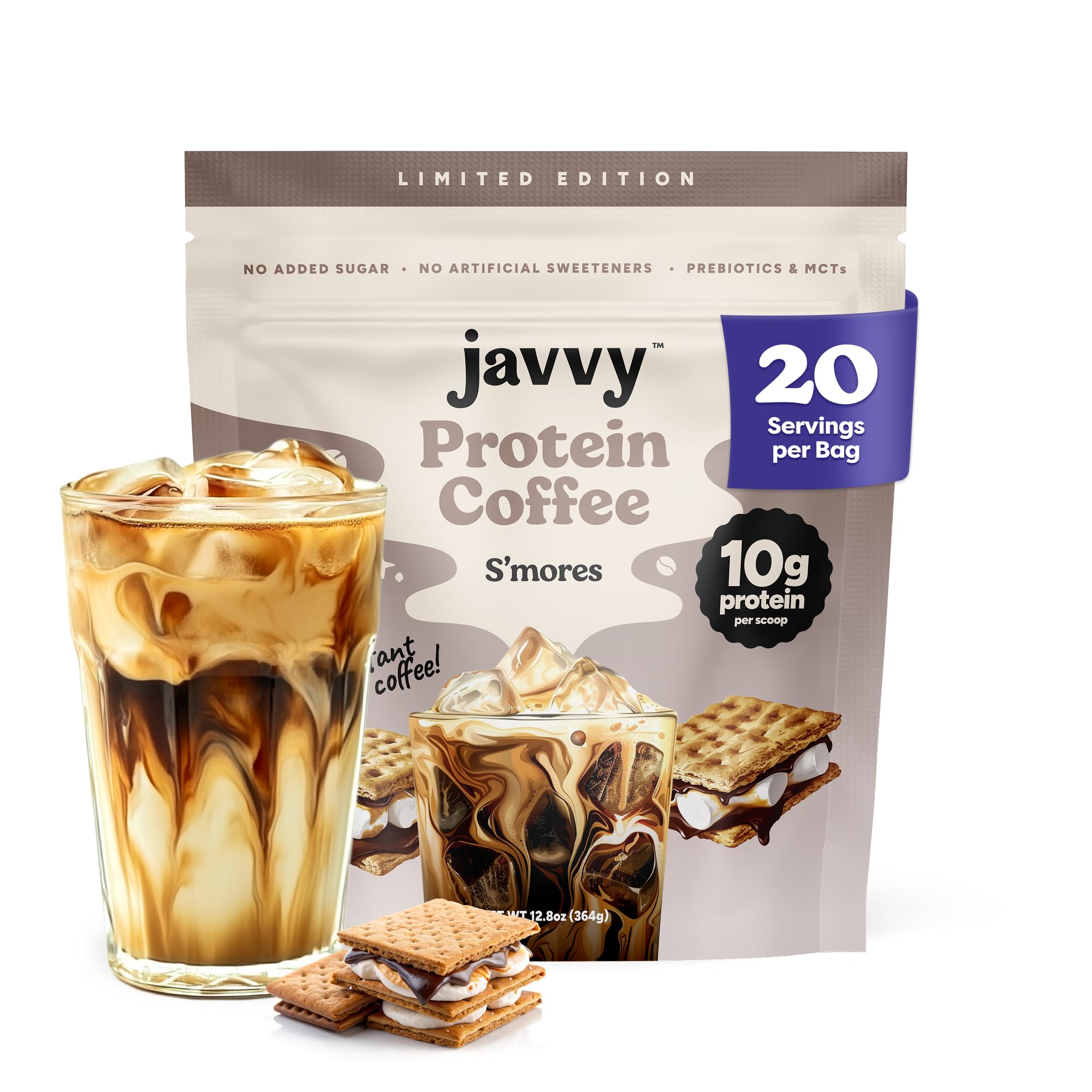 Caramel Protein Iced Coffee - Premium Whey Protein & Instant Iced Coffees - 100% Natural Cold Brew - Zero Artificial Flavors & Sweeteners, 80 mg Caffeine Per Serving, No Added Sugar, 20 Servings
