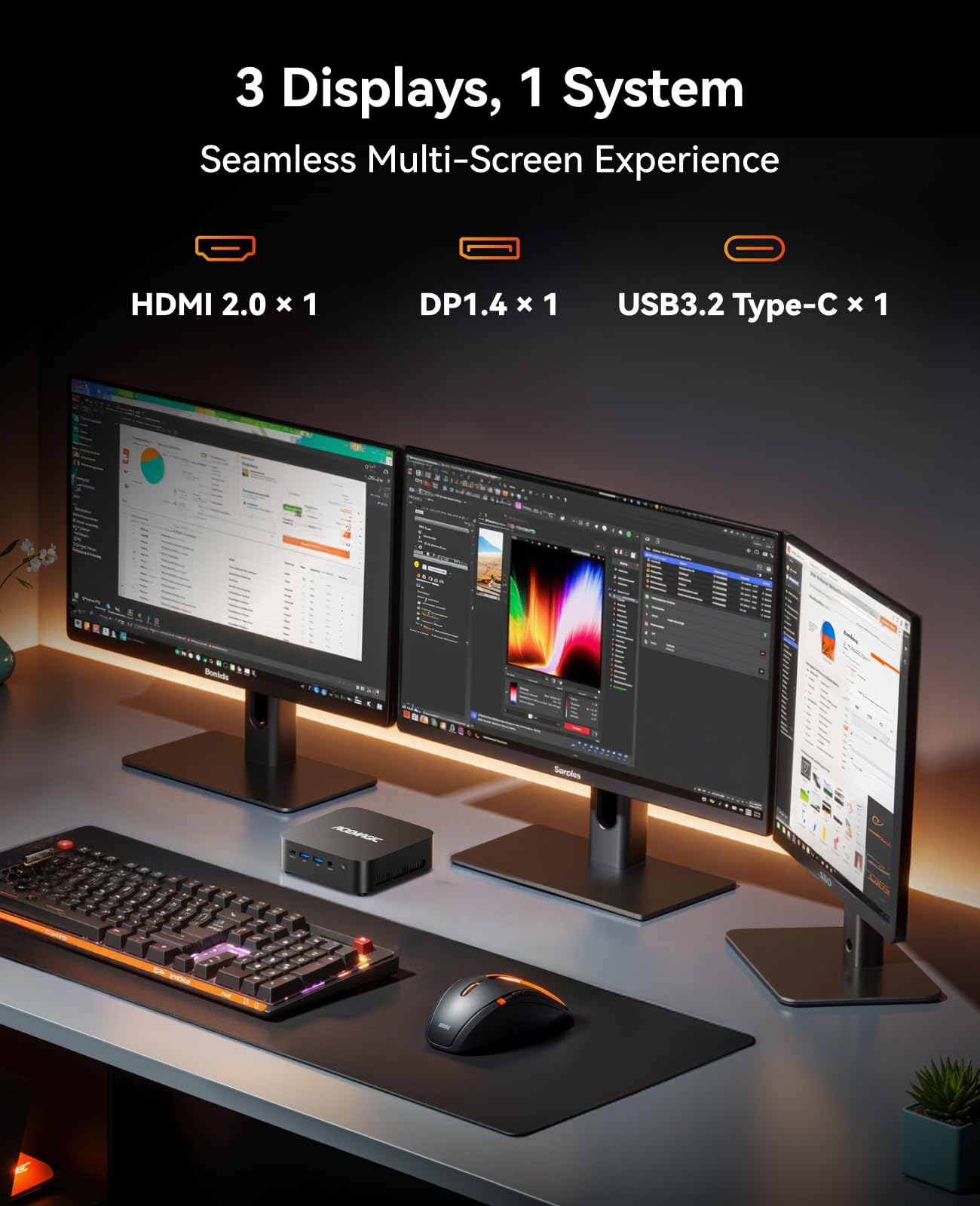 ACEMAGICIAN Matrix Mini M1 Mini PC, Ryzen 7 7735HS, 24GB LPDDR5 512GB NVMe SSD Computers(up to 4.75Ghz), Windows 11 Pro Micro Desktop 4K Triple Display Office(Upgraded 7730U/7430U/5800H)