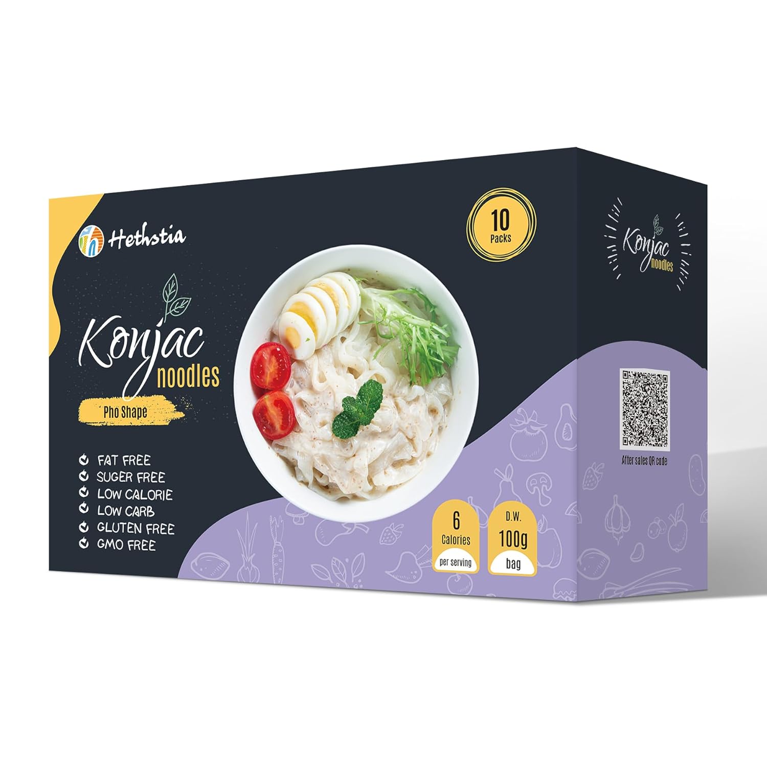Hethstia Konjac Noodles, 10 Packs Shirataki Spaghetti – Low Carb, Low Calorie, Ready to Eat Konjac Pasta – Keto, Gluten-Free, Vegan, Fat-Free, 0 Sugar, Healthy Low Carb Pasta Substitute