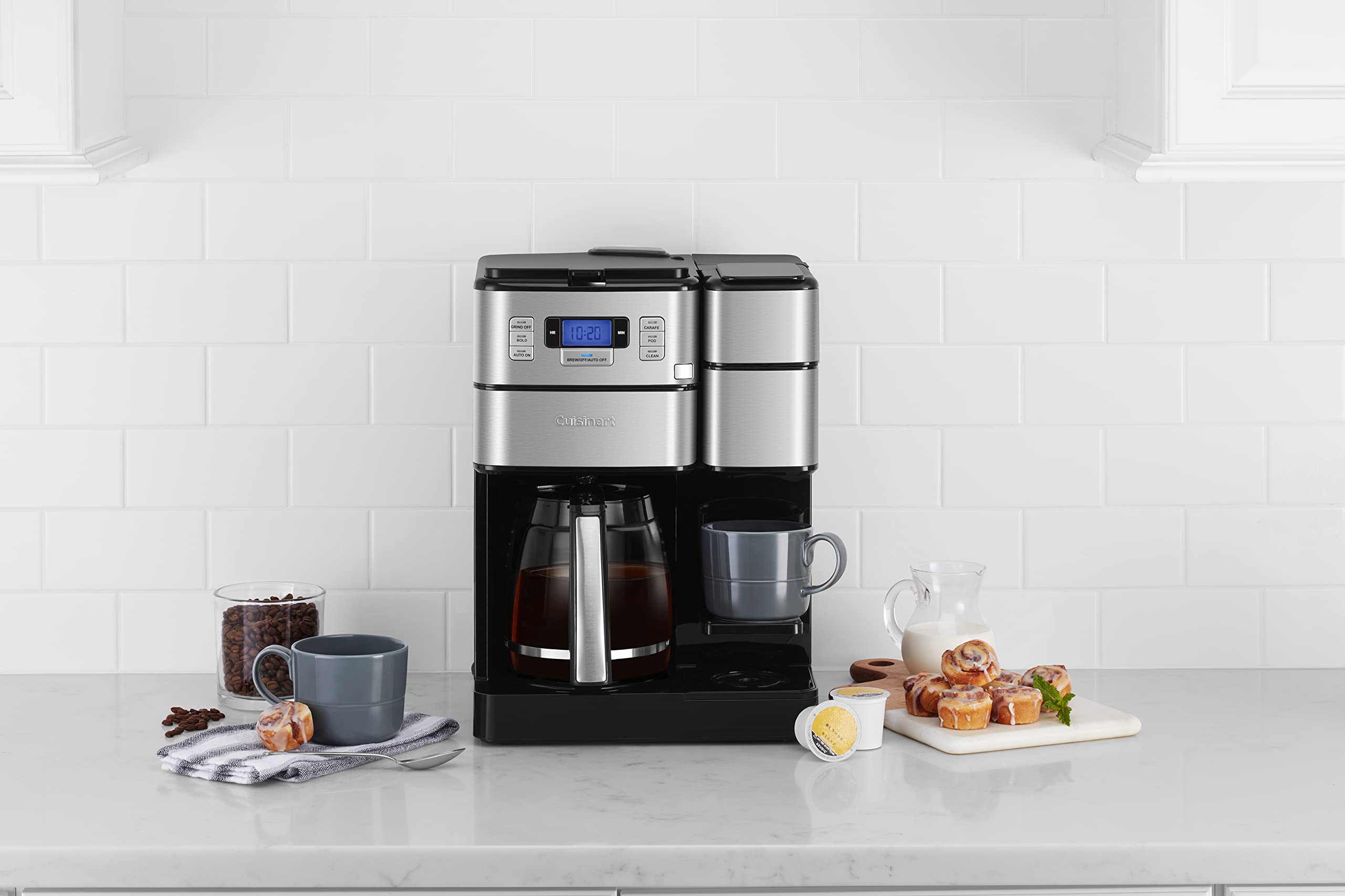 Cuisinart Automatic Grind & Brew 12-Cup Coffee Maker with Blade Grinder, Programmable Coffee Machine Glass Carafe with 1-4 Cup Setting, Brew Pause, Grind-Off Option, DGB-400NAS, Black/Stainless Steel