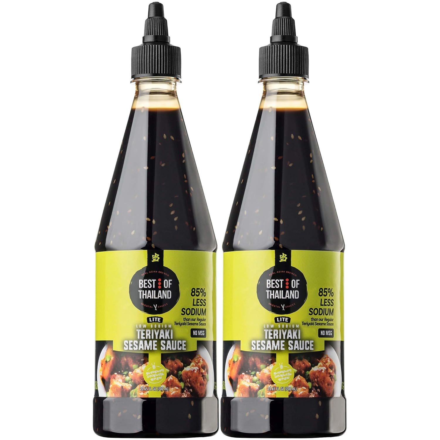Best Of Thailand Premium Lite Soy Sauce Low Sodium | 2 Bottles of Lite Soy Sauce 23.65oz Real Authentic Asian-Brewed Marinade for Marinating Fish, Meat & Roasted Vegetables | 75% Less sodium