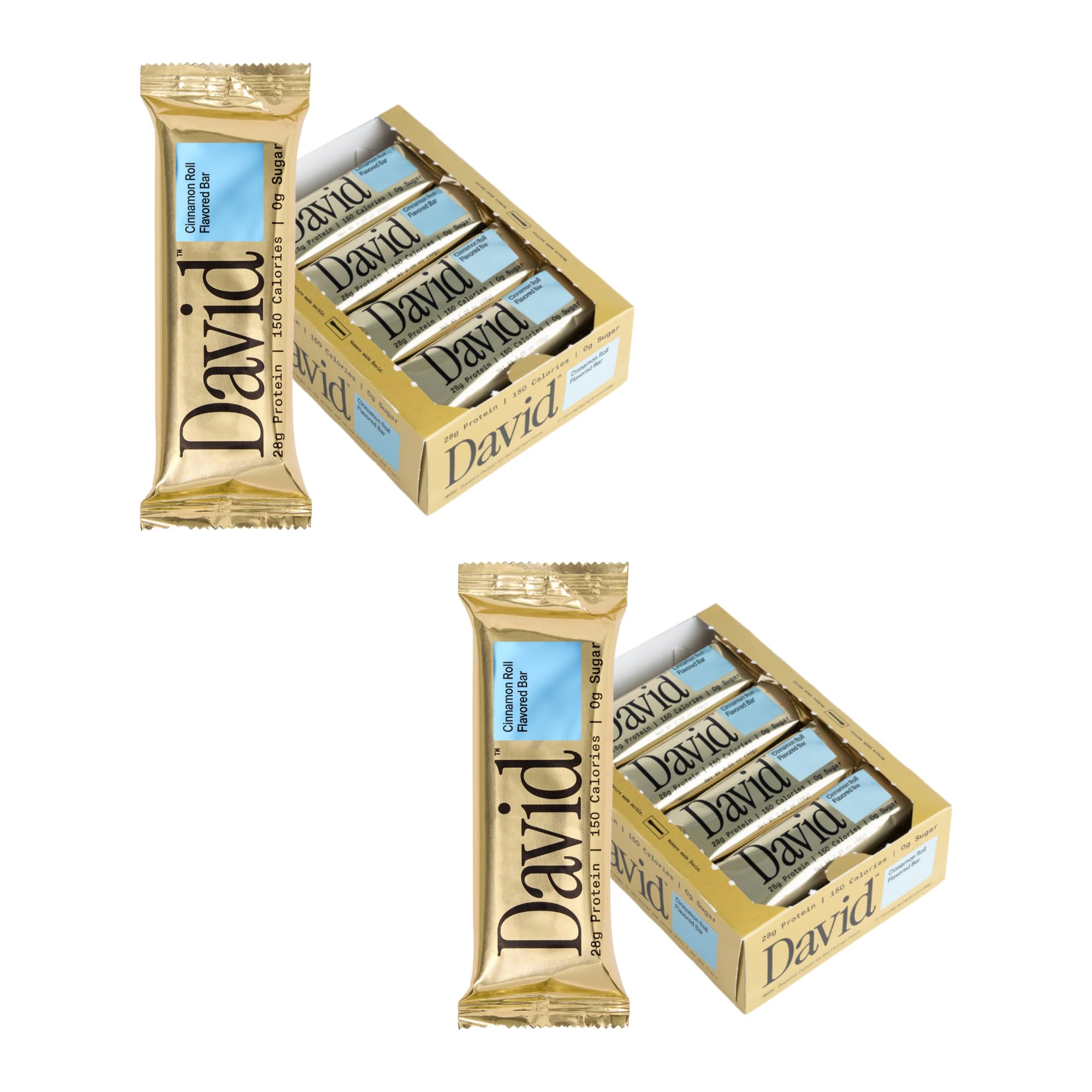 David High Protein Bars No Sugar - Sugar Free Protein Bars, Low Carb, Gluten Free - 28g of Protein, 150 Calories - David Bar On-The-Go Snack - Peanut Butter Chocolate Chunk Flavor, Pack of 12