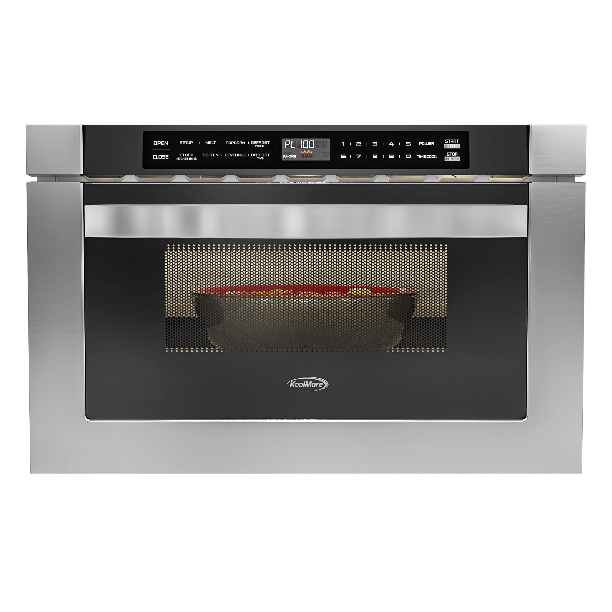 KoolMore Reserve Built-in Microwave Convection Oven with Air Fry, 3-in-1 Combo, Sensor Cook, Soft-Close Door, Stainless Steel, 24 in. / 1.6 cu. ft. with NEMA 5-20P Plug in Black