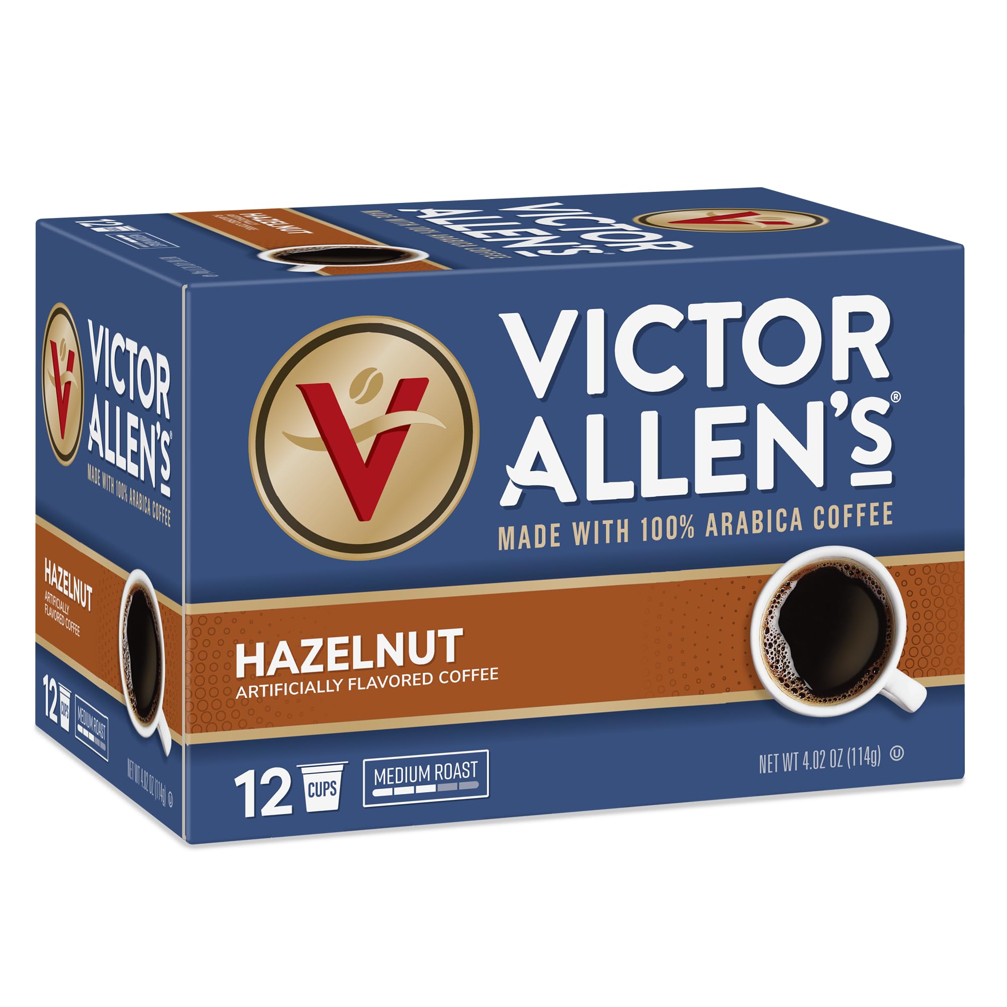 Victor Allen's Coffee Hazelnut Flavored, Medium Roast, 80 Count, Single Serve Coffee Pods for Keurig K-Cup Brewers