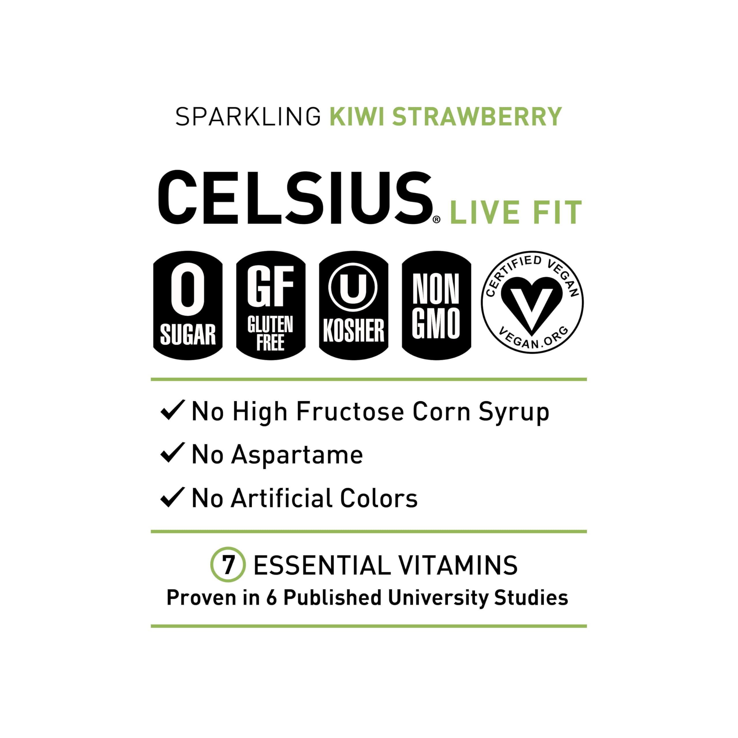 CELSIUS Sparkling Kiwi Guava, Functional Essential Energy Drink 12 Fl Oz (Pack of 12)