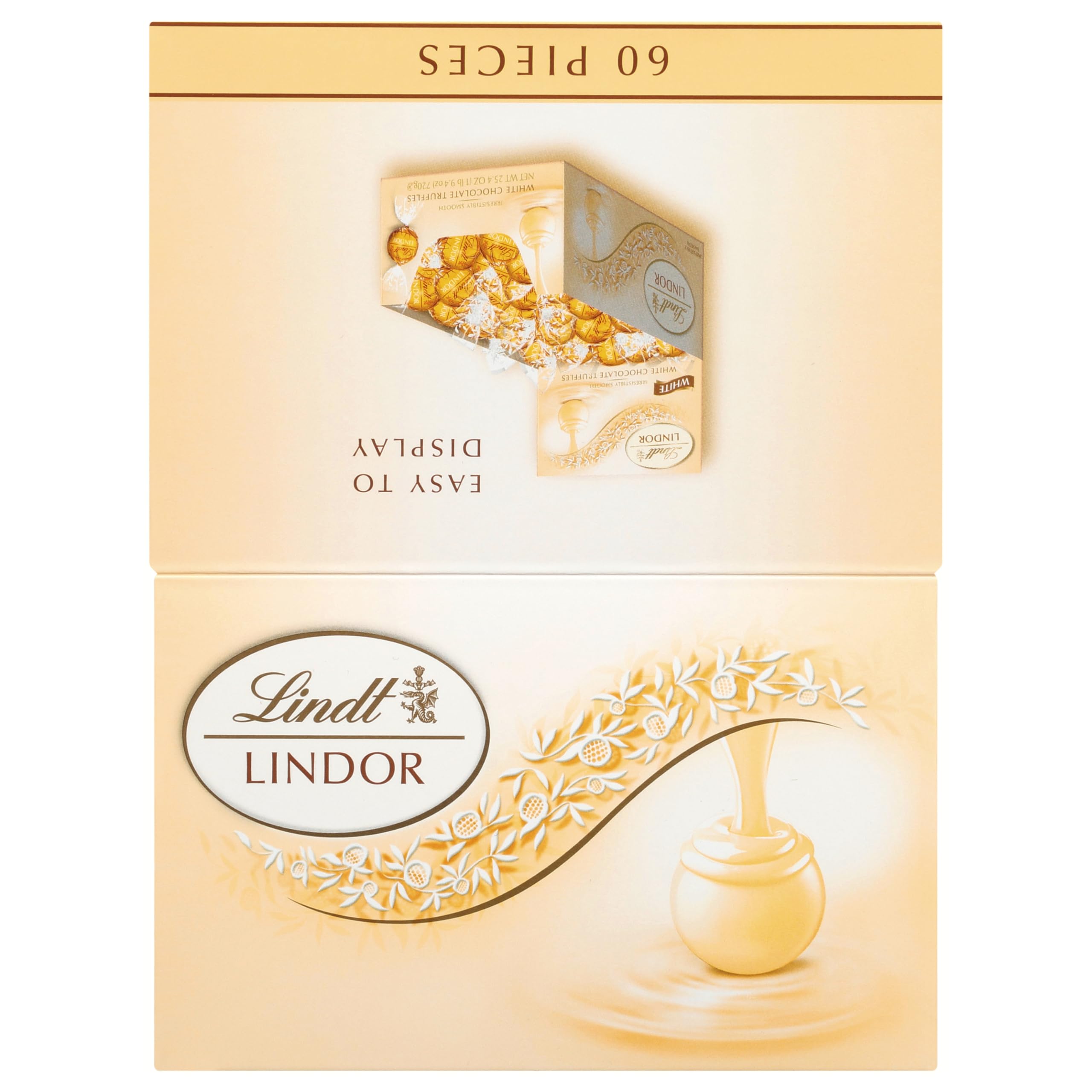 Lindt LINDOR White Chocolate Peppermint Truffles, White Chocolate Candy with Smooth Peppermint Truffle Center, 25.4 oz., 60 Count