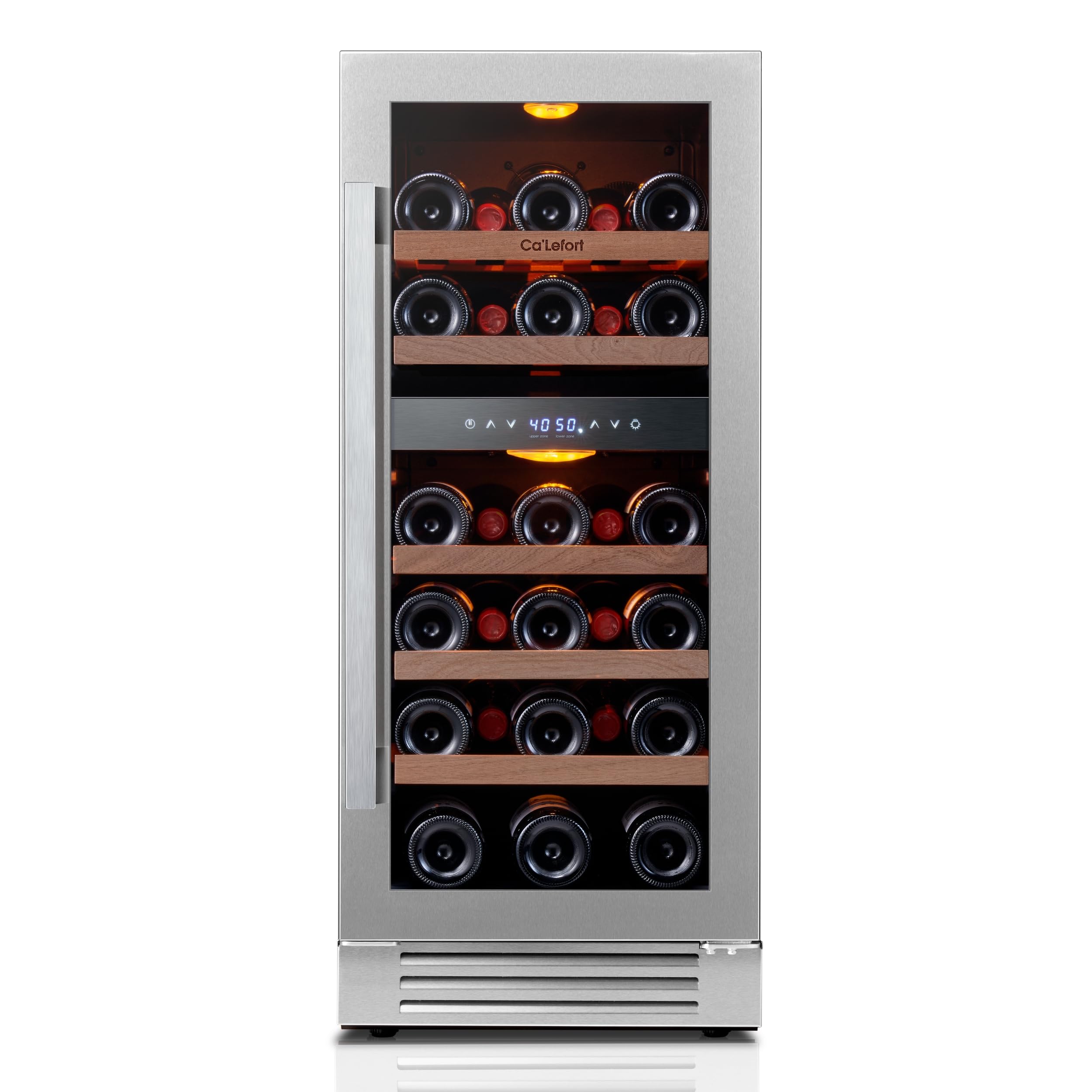 Ca'Lefort 15 Inch Wine Fridge, 33 Bottle Wine Cooler Refrigerator, 40-65°F Wine Refrigerator Glass Door, 3 LED Wine Fridge, Built-in or Freestanding Fridge for Home/Bar/Kitchen (3.0 cu.ft)