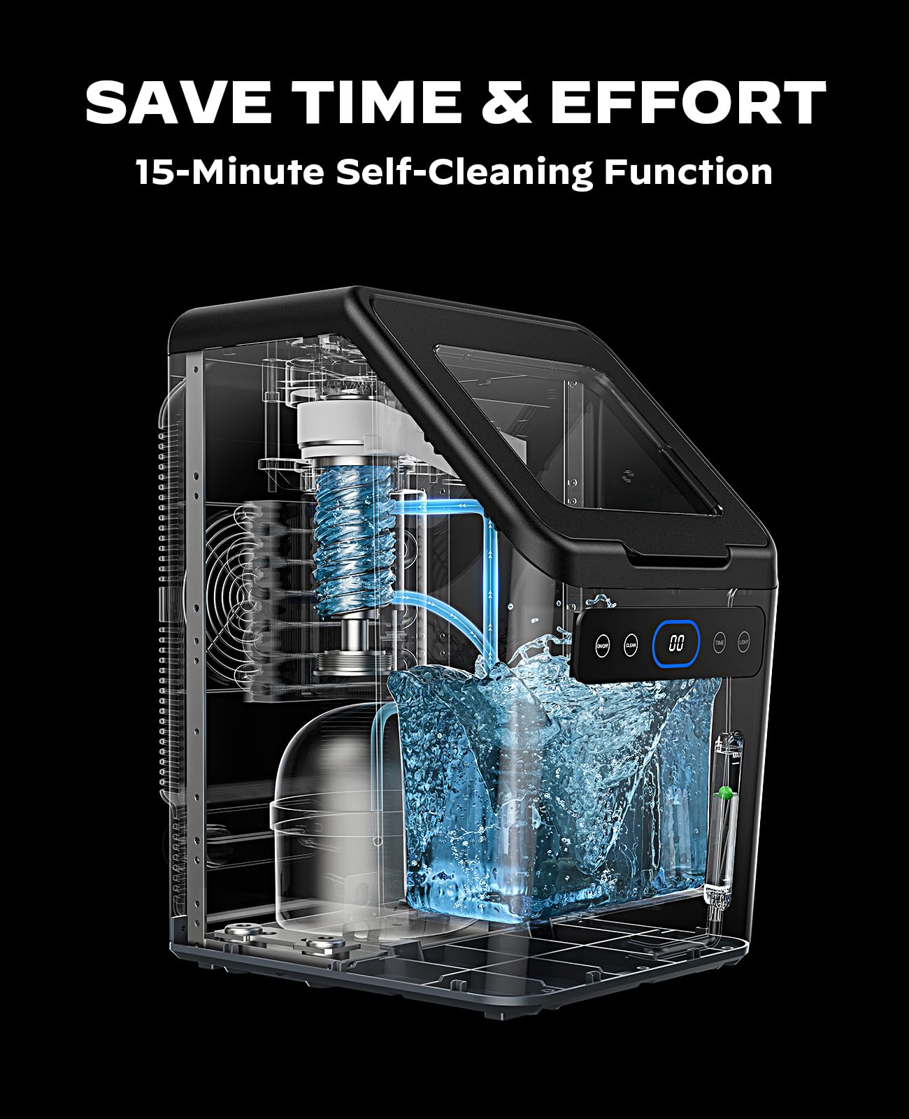 Silonn Ice Maker Countertop, Portable Ice Machine with Carry Handle, Self-Cleaning Ice Makers with Basket and Scoop, 9 Cubes in 6 Mins, 26 lbs per Day, Ideal for Home, Kitchen, Camping, RV