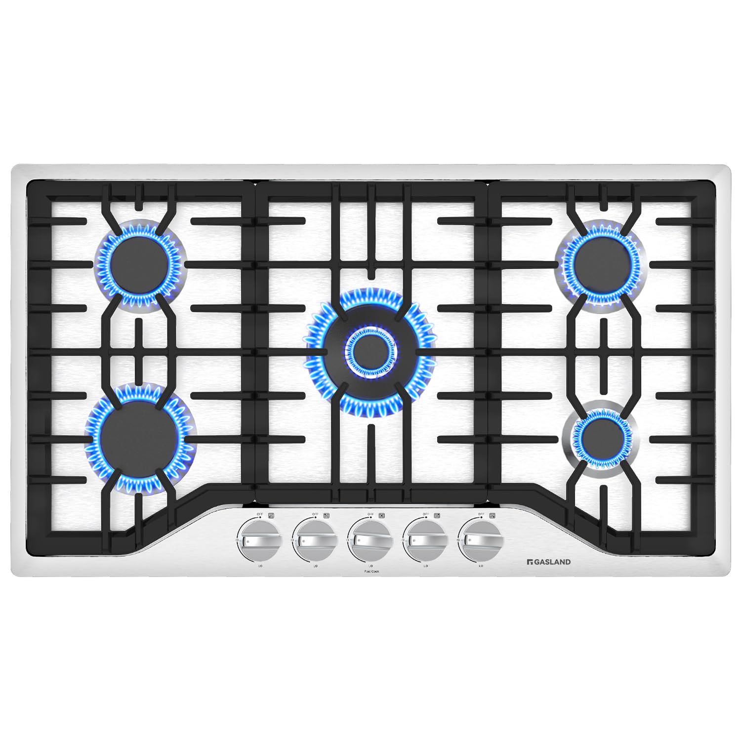 GASLAND 36 Inch Gas Cooktop, PRO GH2365SF 5 Italy Sealed Burner Propane Stovetop, NG/LPG Convertible Gas Cooktops, Plug-in with Thermocouple Protection, CSA Certified, Stainless Steel
