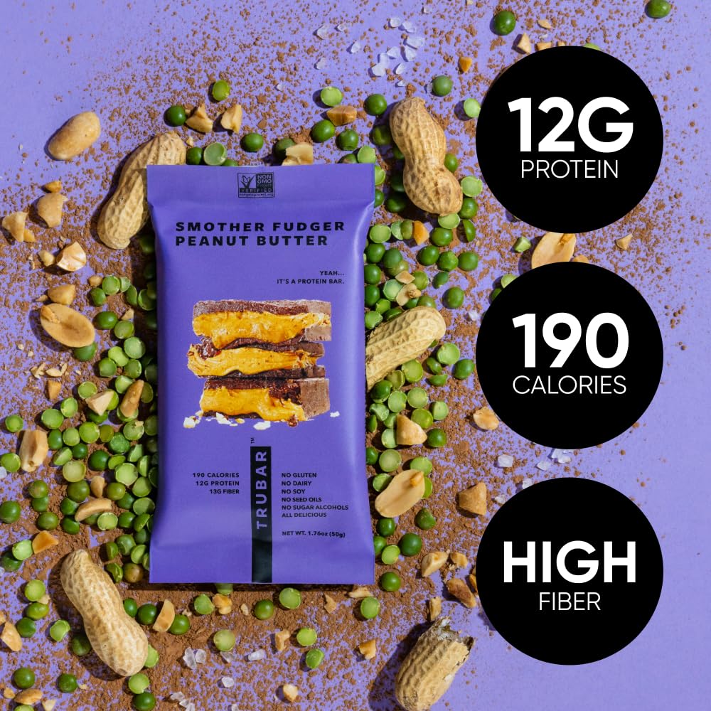 TRUBAR Vegan Protein Bars - Soy Free, Dairy Free, Gluten Free Protein Bars - No Sugar Alcohols - Non-GMO - 12g of Protein - It's Mint To Be Chip - 12 Count