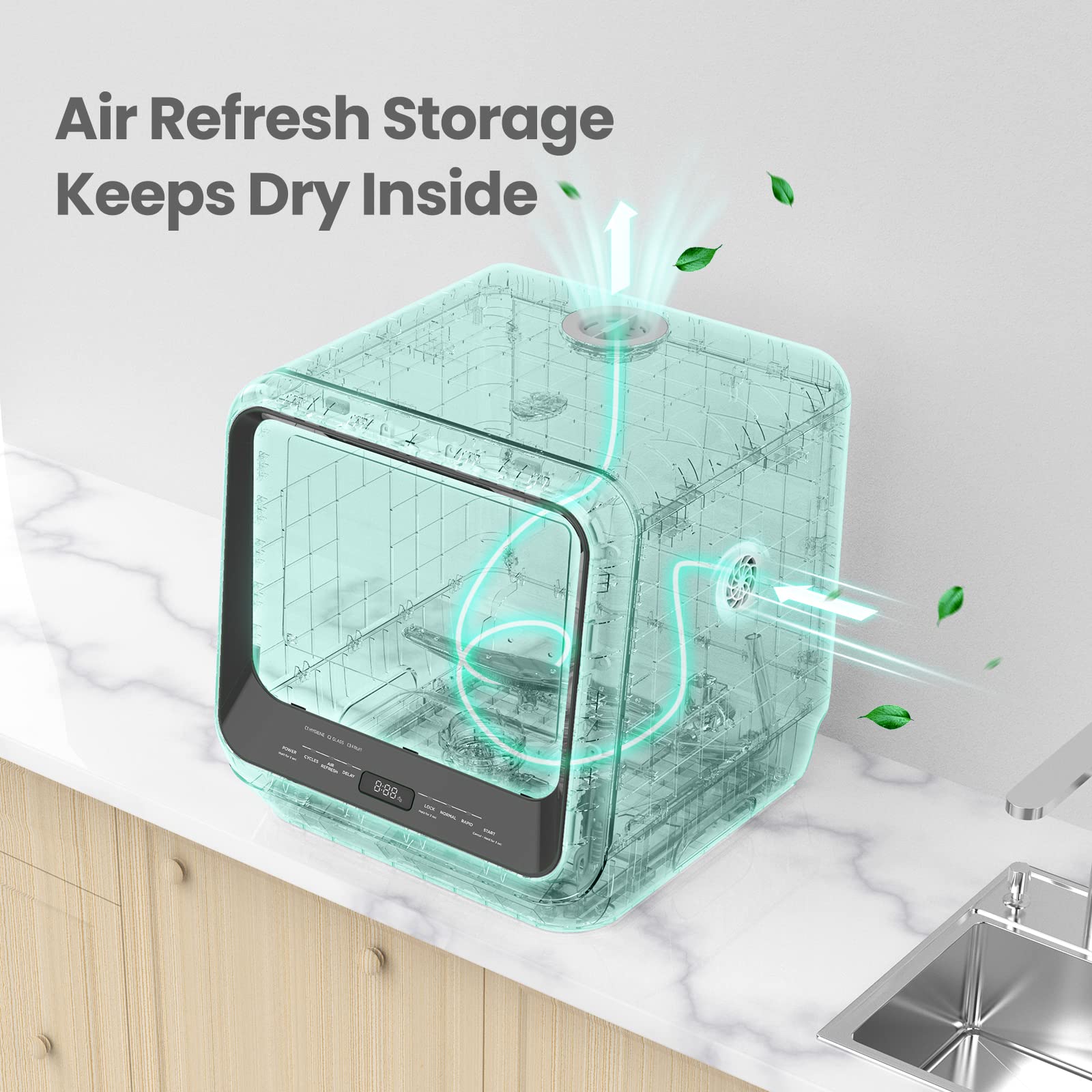 COMFEE' Portable Dishwasher Countertop with 5L Built-in Water Tank, No Hookup Needed, 6 Programs, 360° Dual Spray, 192℉ High-Temp& Air-Dry Function, Mini Dishwasher for RVs, White