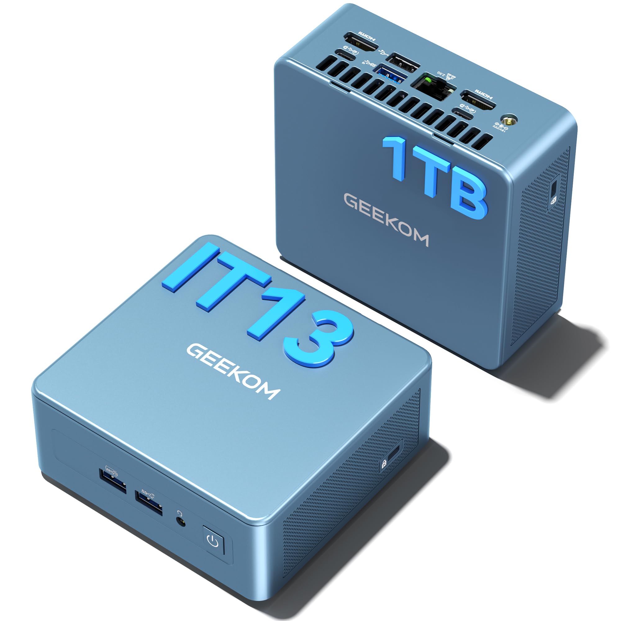 High Speed GEEKOM IT13 Mini PC 2026 with 13th Gen Intel i5-13600H |1TB SSD | 16GB RAM | Windows 11 Pro | 2 X USB4.0(40Gbps) | Quad Display| WiFi 6E |SD Slot | Intel NUC13 Replacement Desktop Computers