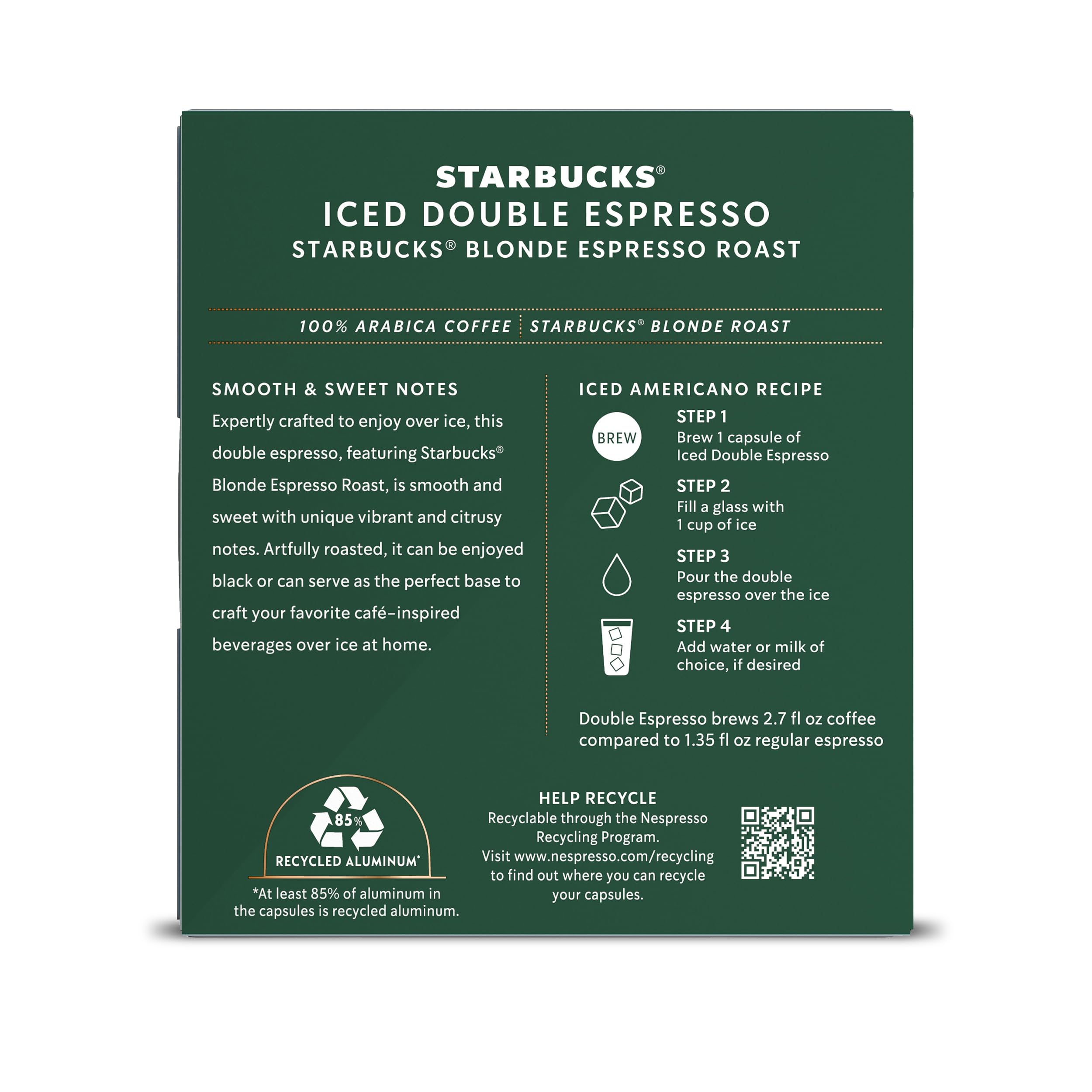 Starbucks by Nespresso Vertuo, Blonde Roast Espresso, 50-count Espresso Pods, Brews, 1.35 oz.