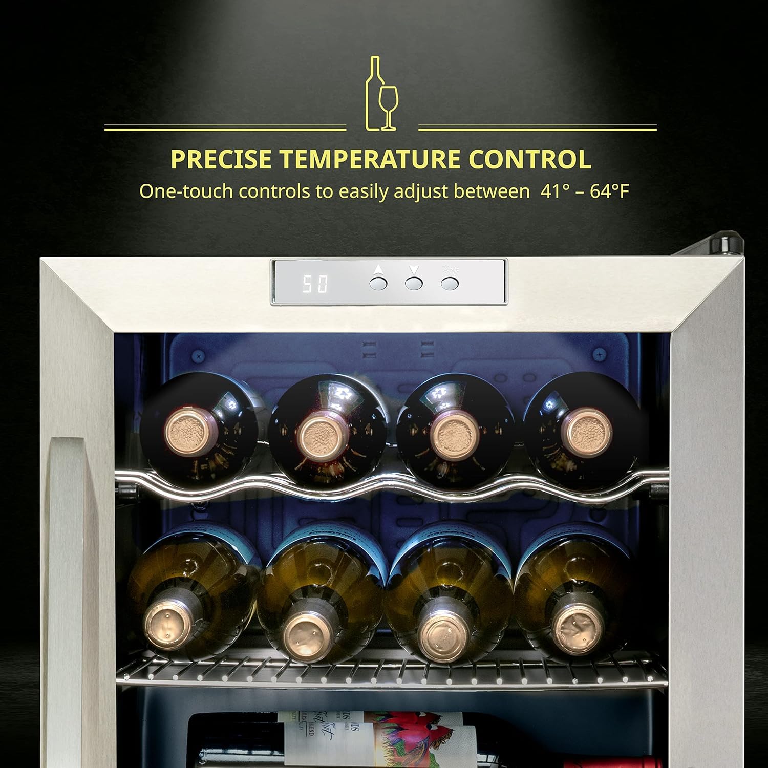 SCHMECKE 28 Bottle Compressor Wine Cooler Refrigerator w/Lock - Large Freestanding Wine Cellar - 41f-64f Digital Temperature Control Wine Fridge For Red, White, Champagne or Sparkling Wine - Black