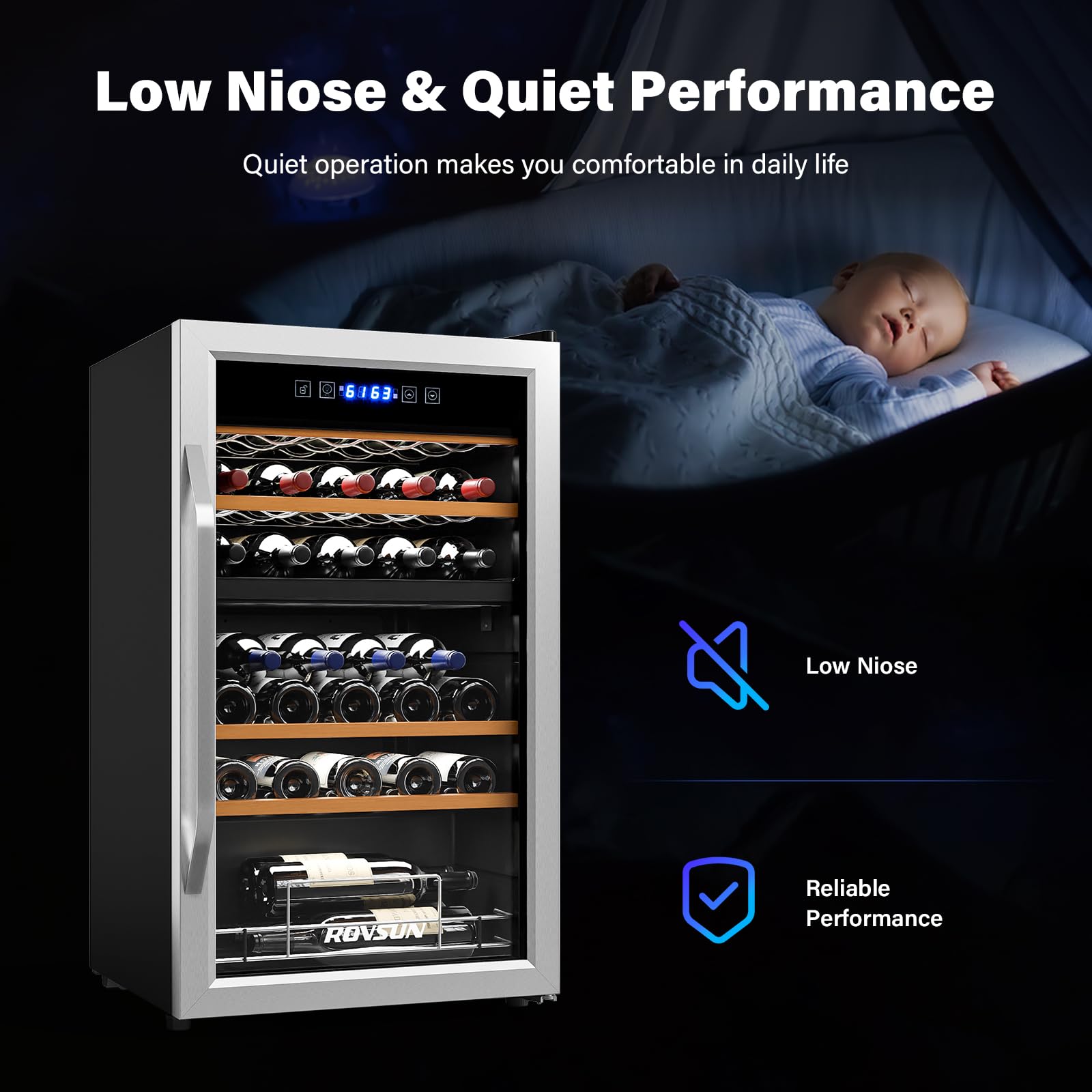 ROVSUN 18 Bottle Wine Fridge, Freestanding Compressor Wine Cooler Refrigerator, Beverage Wine Chiller with Digital Temperature Control & Double-layer Glass Door for Red White Wine, Champagne, Beer