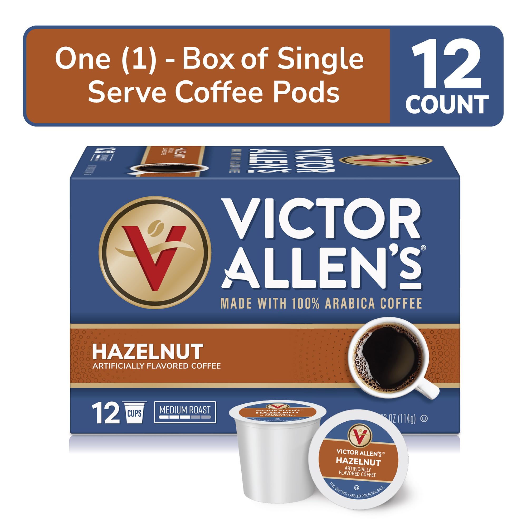 Victor Allen's Coffee Hazelnut Flavored, Medium Roast, 80 Count, Single Serve Coffee Pods for Keurig K-Cup Brewers