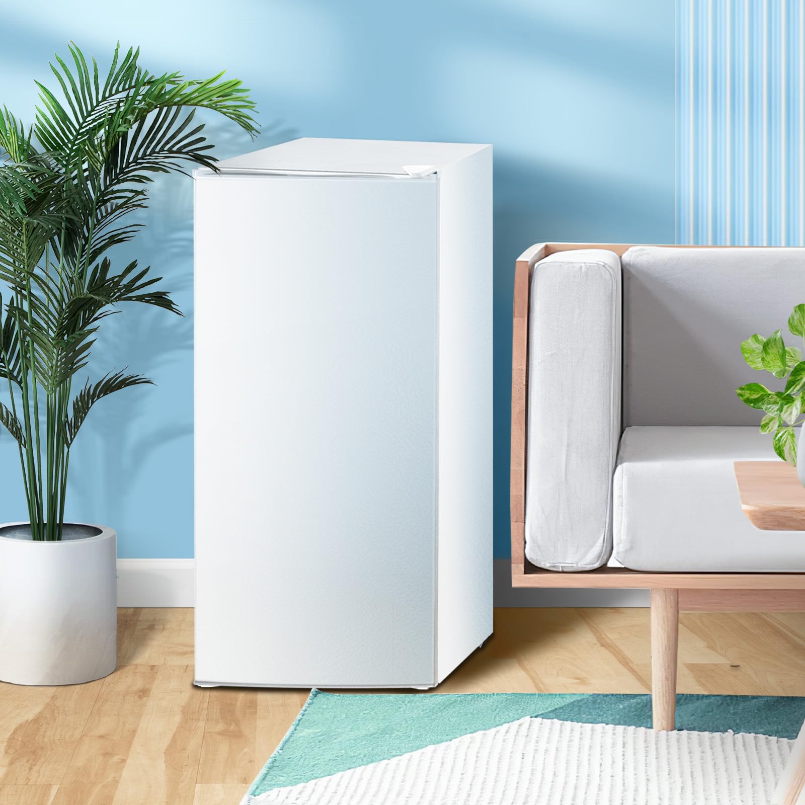 Kismile Small Freezer Upright, 3.0 Cu.ft Mini Freezer with Adjustable Thermostat, Removable Shelves, Reversible Single Door, Stand Up Freezer for Bedroom/Home/Dorms/Apartment (Stainless Steel)