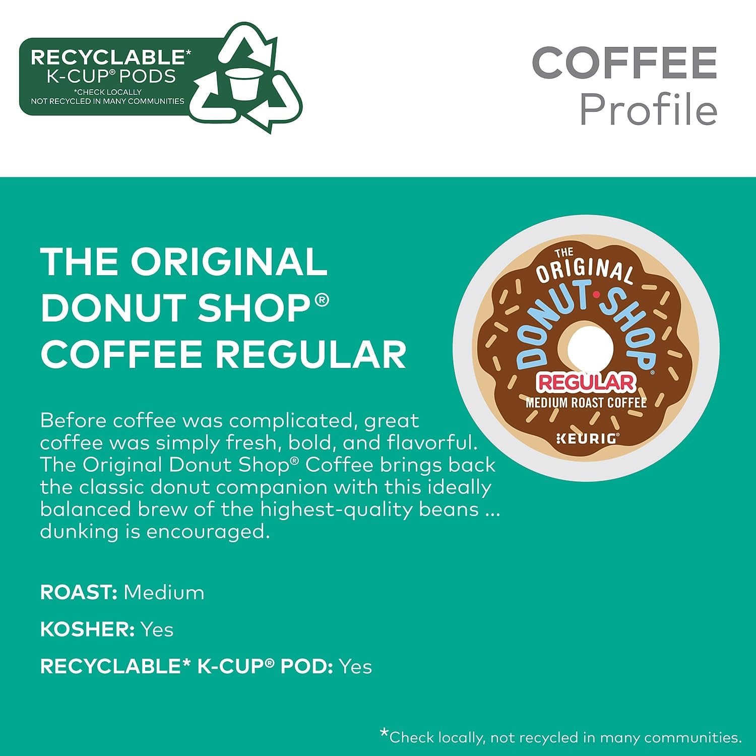 The Original Donut Shop Regular Keurig Single-Serve K-Cup Pods, Medium Roast Coffee, 72 Count