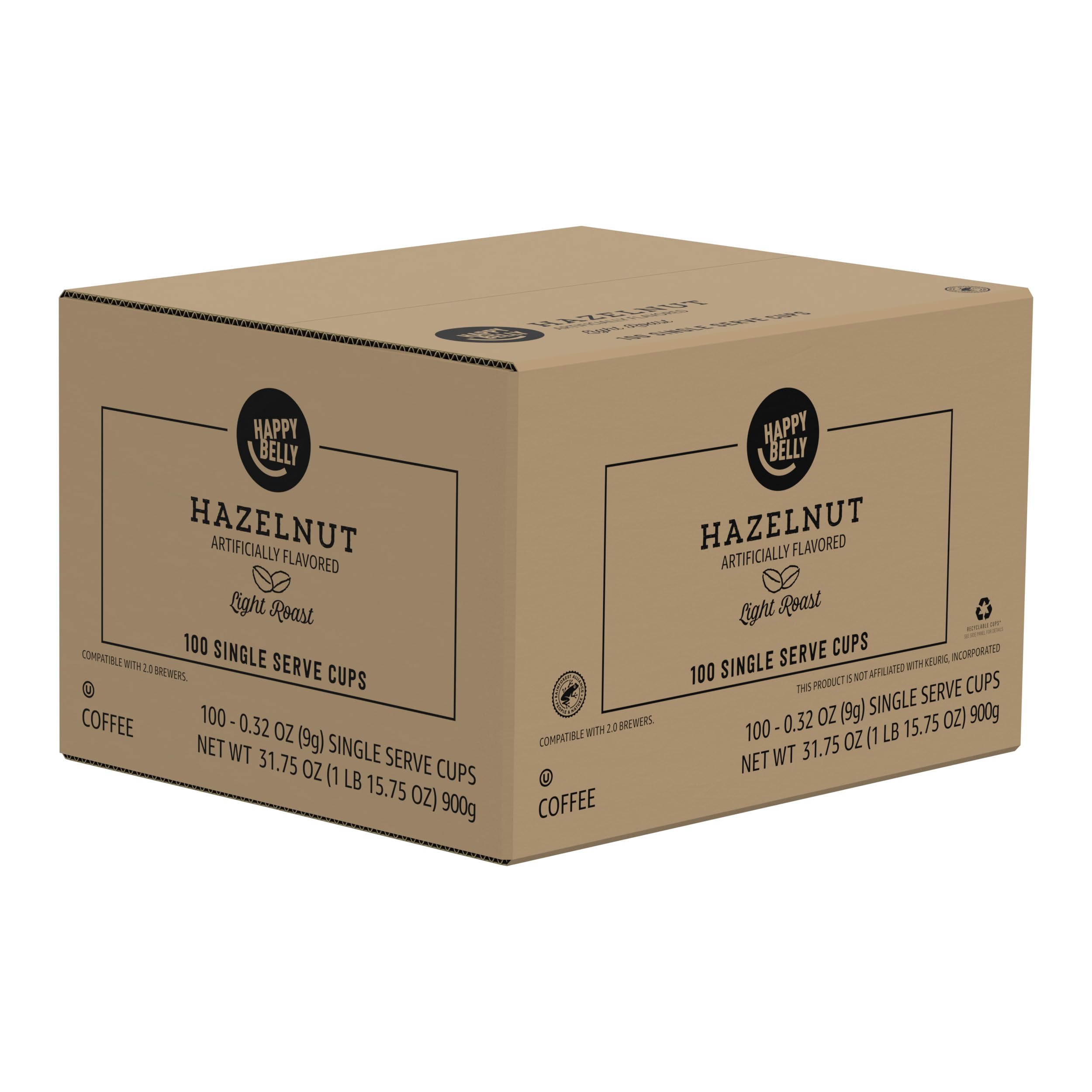 Amazon Brand - Happy Belly Dark Roast Coffee Pods, Compatible with Keurig 2.0 K-Cup Brewers, 100 Count