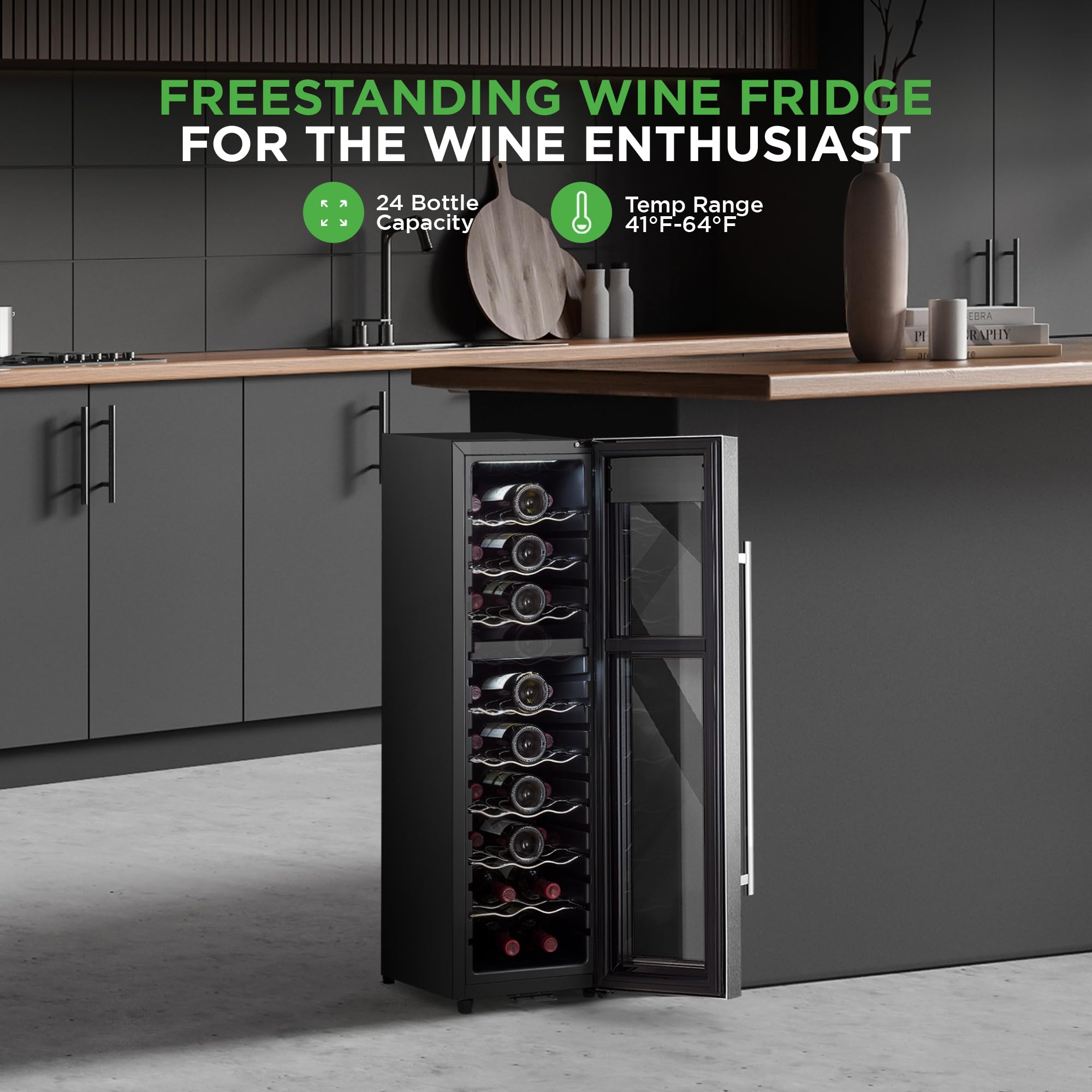 Nutrichef 12 Bottle Stainless Steel Slim Wine Fridge | Red & White Wine Chiller | Adjustable Temperature Control, Ultra Quiet Operation & Energy Efficient | Mini Wine Cooler Refrigerator | 31x10x17 IN