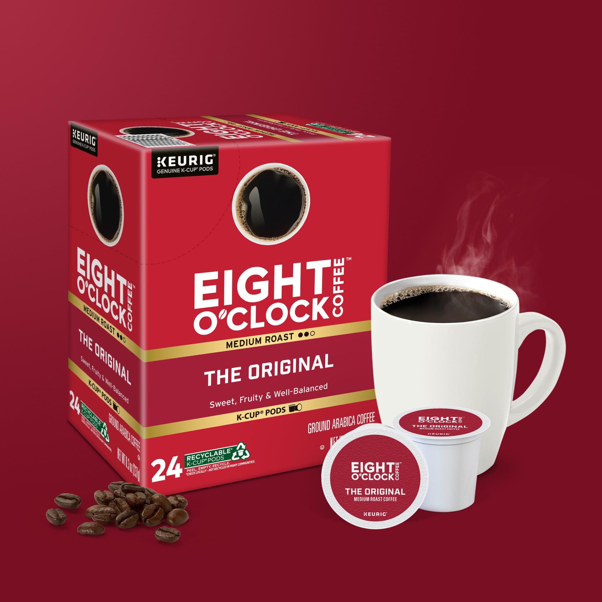 Eight O'Clock Coffee The Original, Single-Serve Keurig K-Cup Pods, Medium Roast Coffee Pods, 72 Count