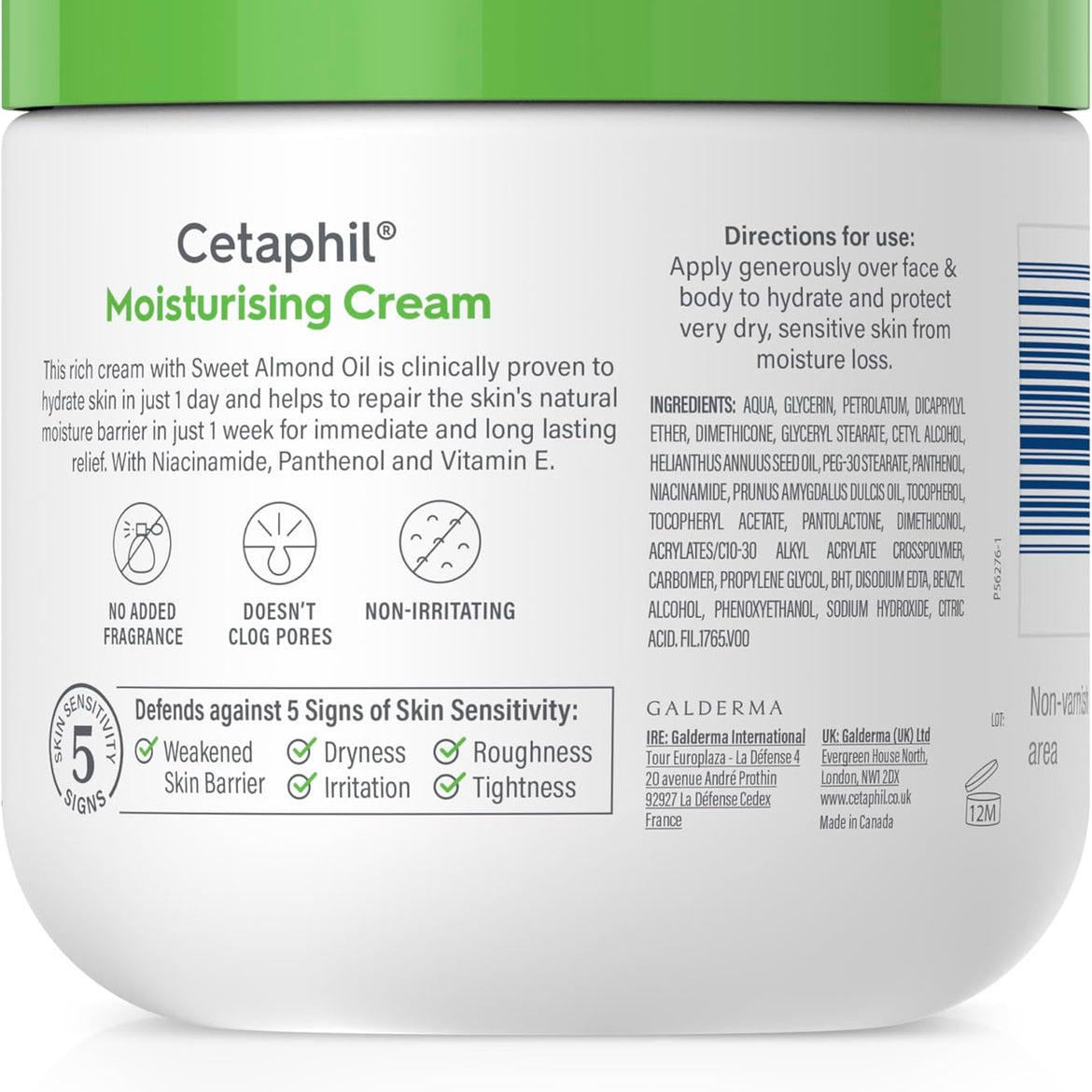 Cetaphil Moisturizing Cream, Face & Body Moisturizer for Men & Women, Dry to Very Dry and Sensitive Skin, Unscented, 453g