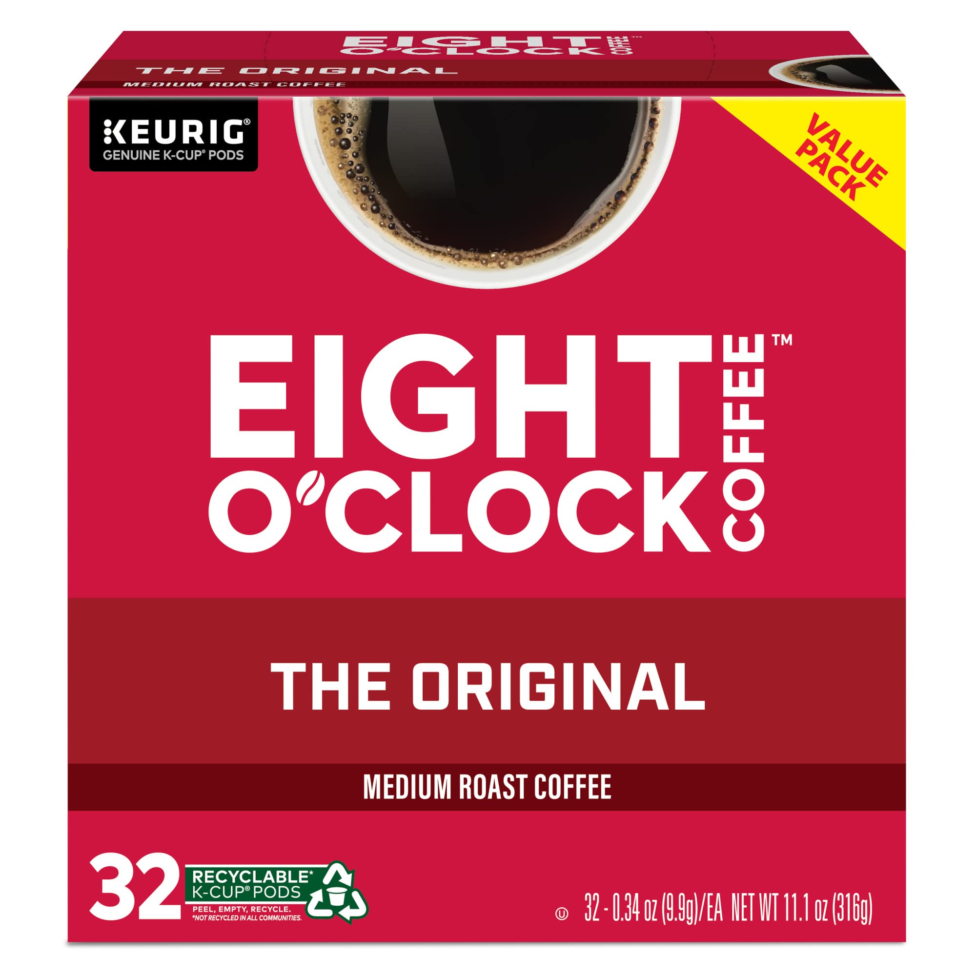 Eight O'Clock Coffee The Original, Single-Serve Keurig K-Cup Pods, Medium Roast Coffee Pods, 72 Count