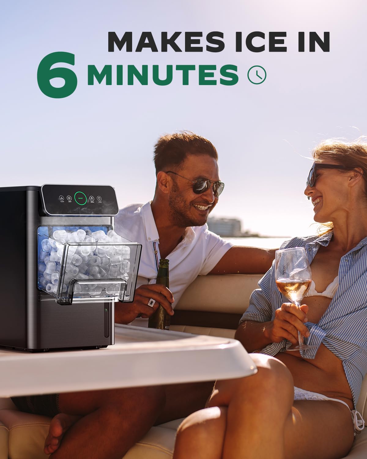 Silonn Ice Maker Countertop, Portable Ice Machine with Carry Handle, Self-Cleaning Ice Makers with Basket and Scoop, 9 Cubes in 6 Mins, 26 lbs per Day, Ideal for Home, Kitchen, Camping, RV