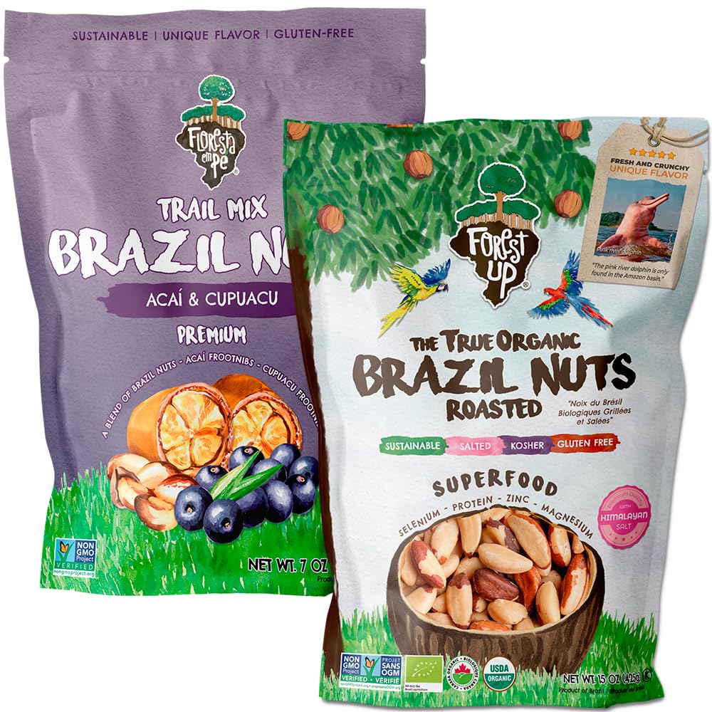 Snack The True Organic Brazil Nuts 15 oz – Raw and Unsalted – Kosher – Healthy-Rich in Vegetable Protein – Harvested in Amazon Rainforest – Fresh, Vegan and Gluten Free – Forest Up