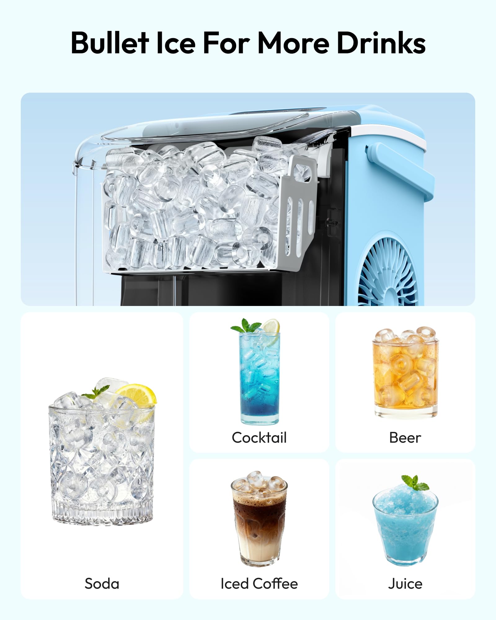 EUHOMY Countertop Ice Maker Machine with Handle, 26lbs in 24Hrs, 9 Ice Cubes Ready in 6 Mins, Auto-Cleaning Portable Ice Maker with Basket and Scoop, for Home/Kitchen/Camping/RV. (Black)