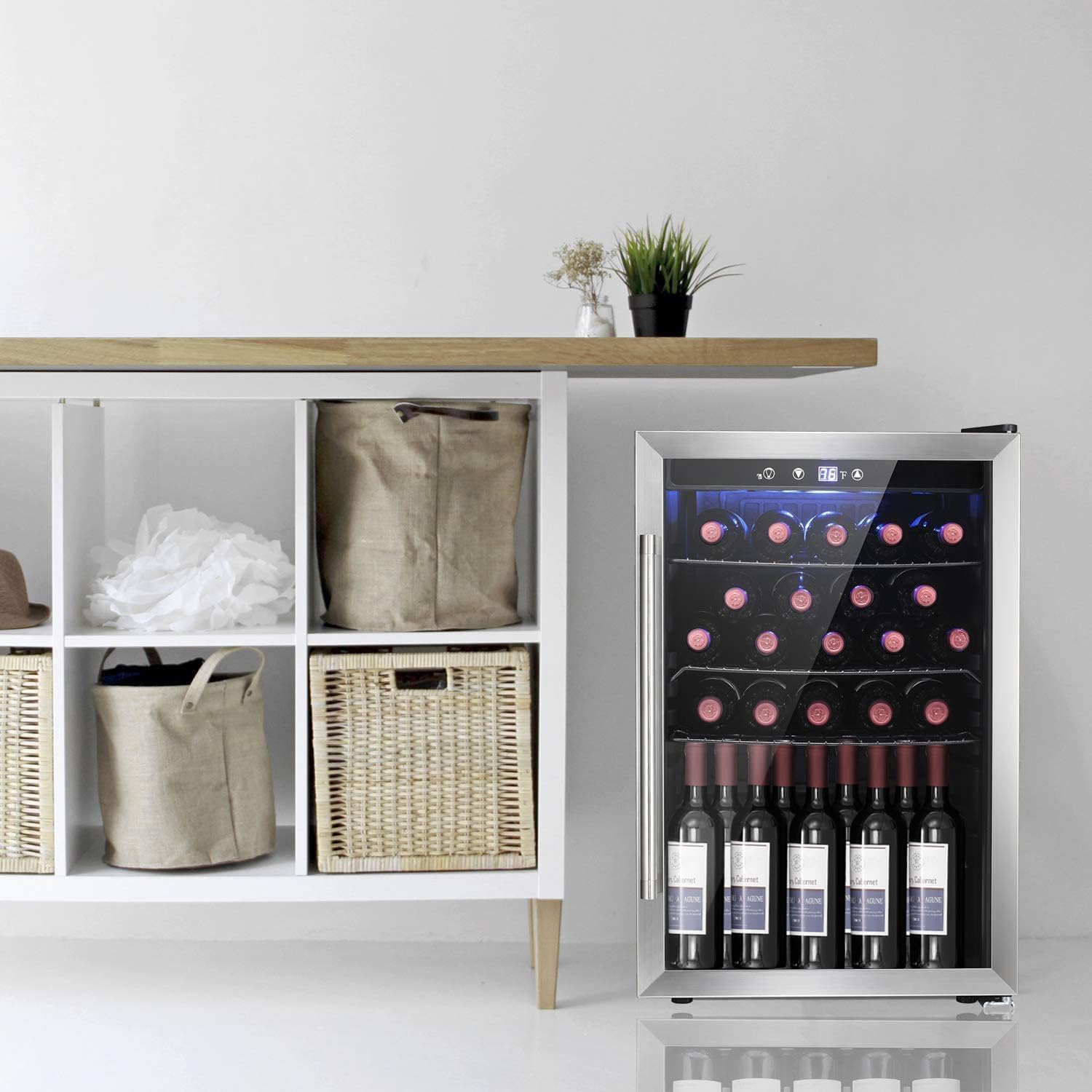 Antarctic Star Wine Cooler, Beverage Refrigerator, 16 Bottle Freestanding Quiet Wine Cellar Front Glass Door for Home and Bar, Digital Temp Control, 1.71 Cu.Ft.
