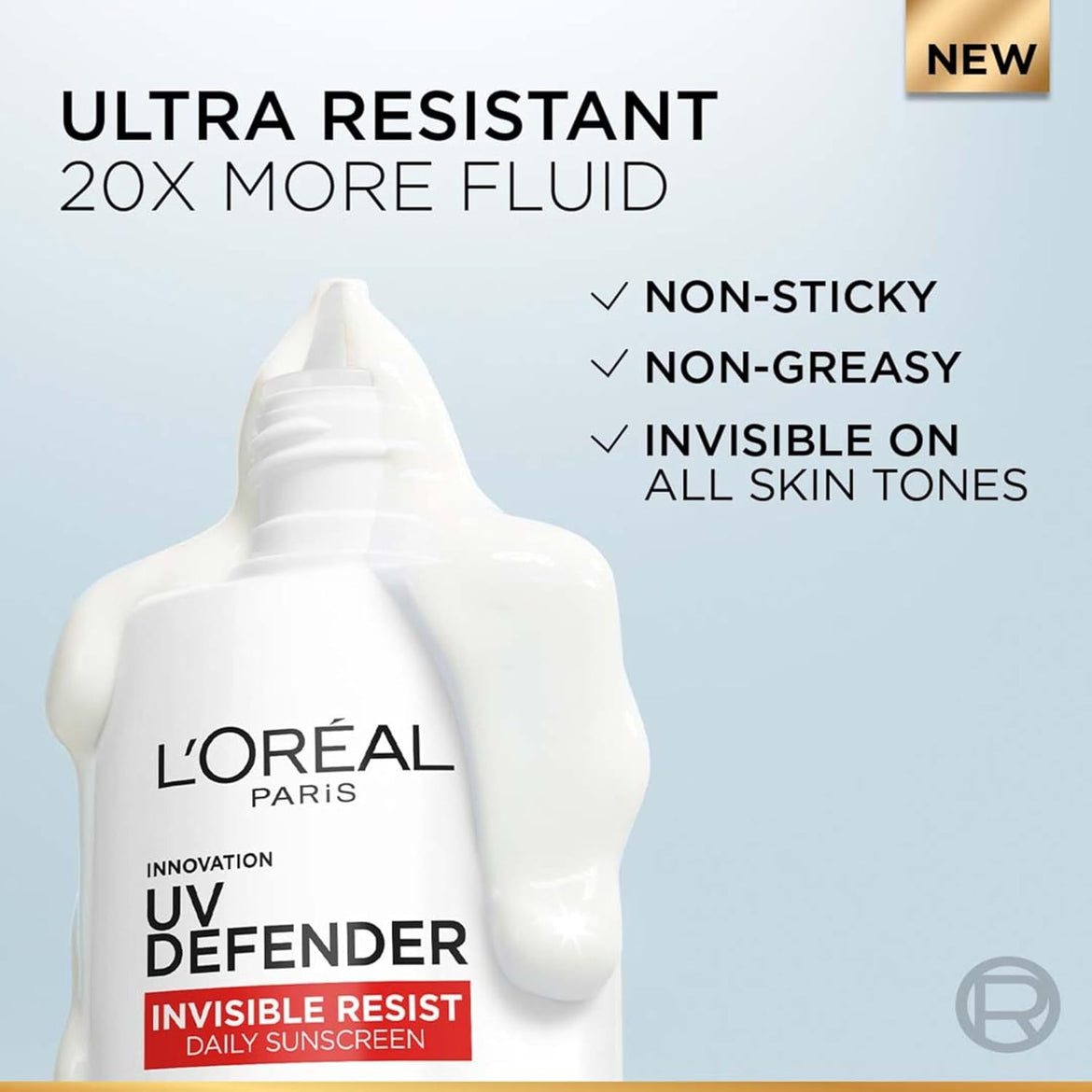 L’Oreal Paris Uv Defender Invisible Resist Daily Sunscreen Spf50+ Pa++++ 50Ml | Lightweight, Waterproof, Sweatproof & Protects From Pollution & Dust