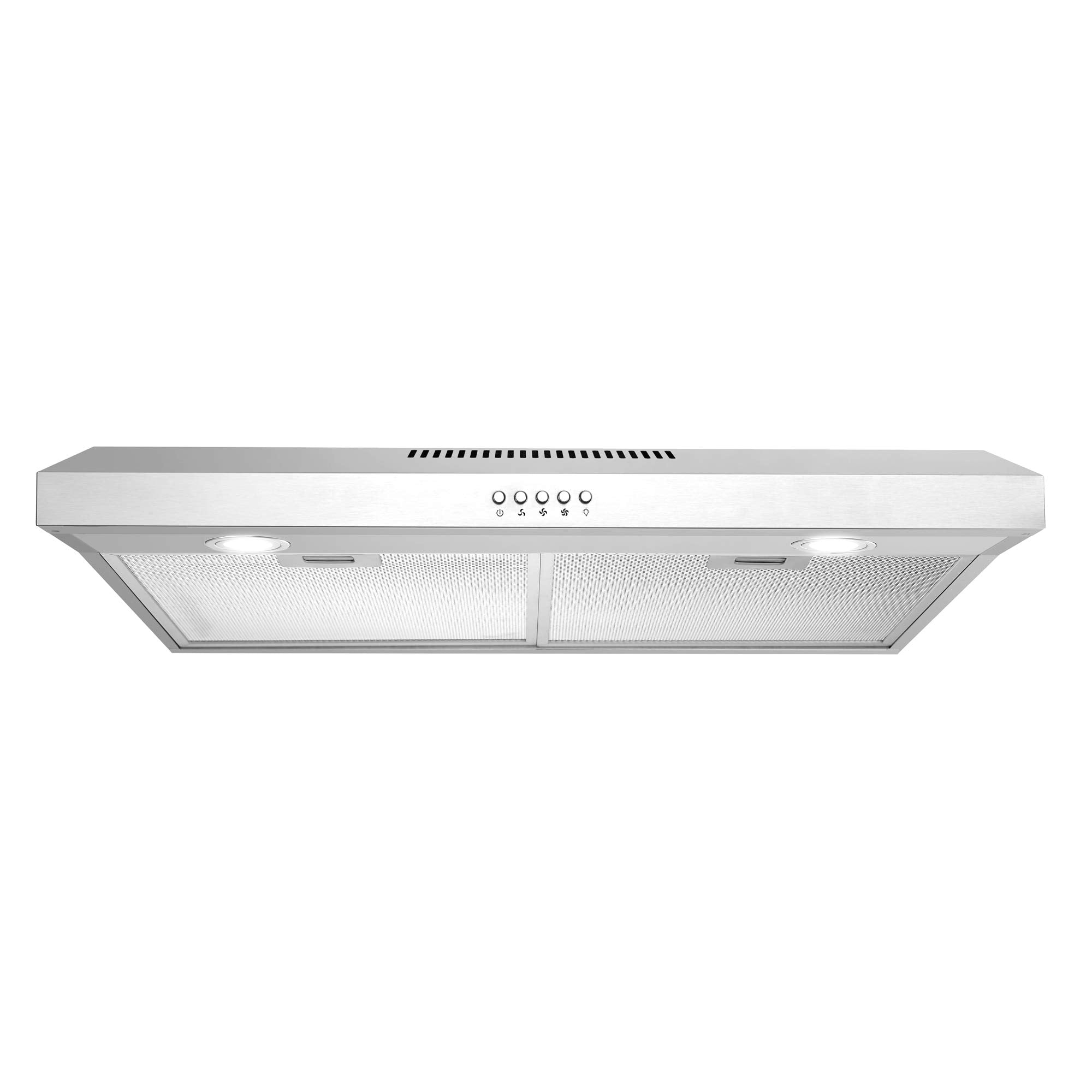 COSMO COS-5MU30 30 in. Delta Collection Ducted Under Cabinet Range Hood, Button Controls, Reusable Filters, LED Lights, Stainless Steel